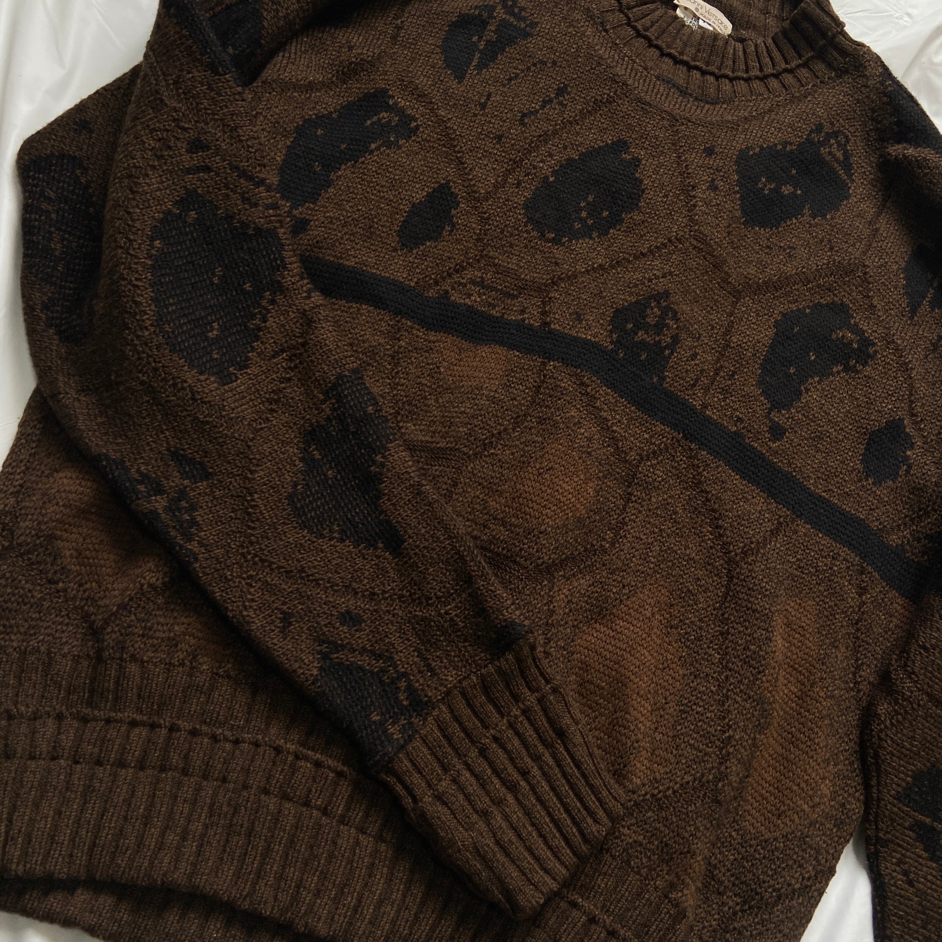 Gianni Versace 1982fw grungy brown knit sweater 40 - 7