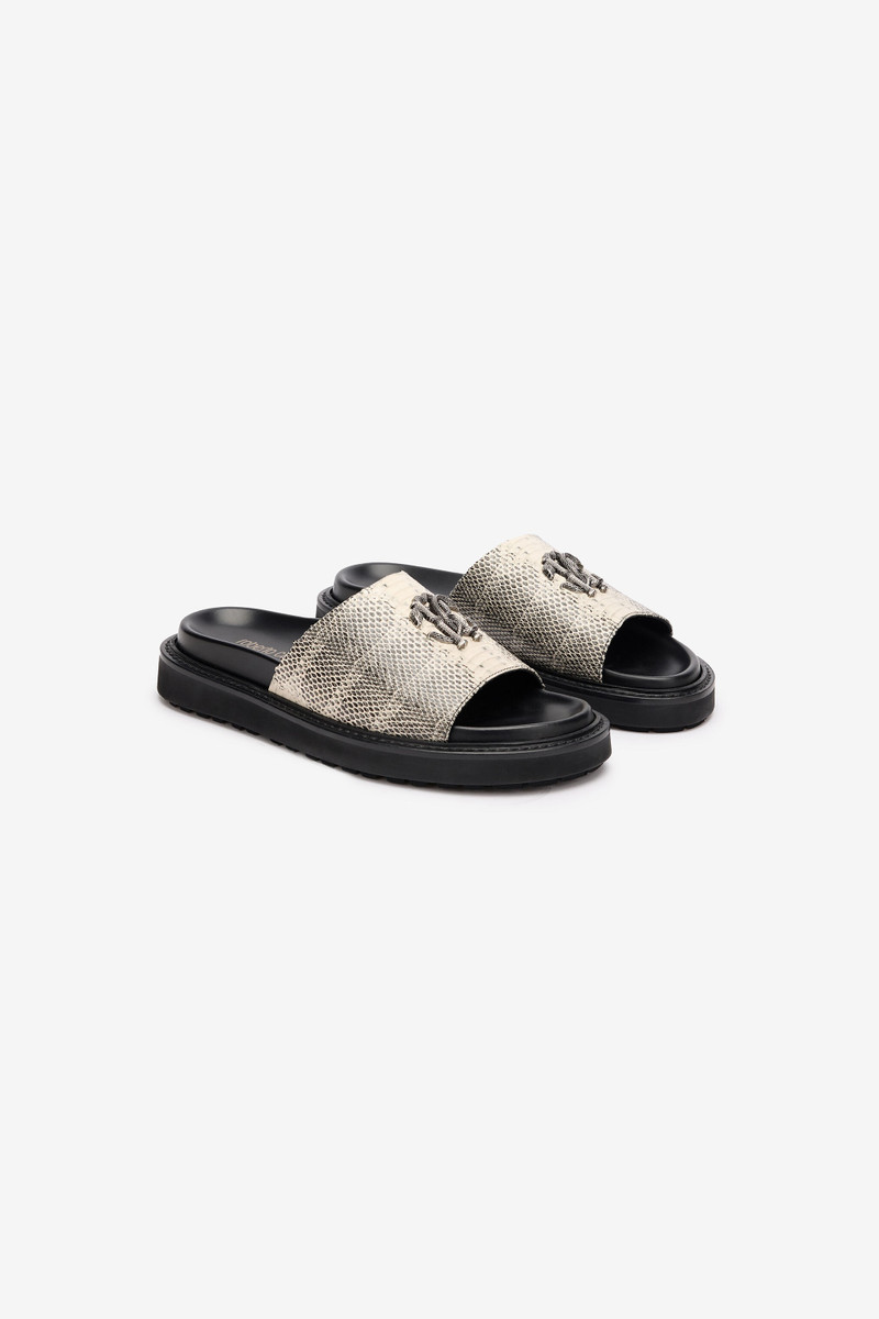 Slides With Cobra Print And Mirror Snake Monogram 2