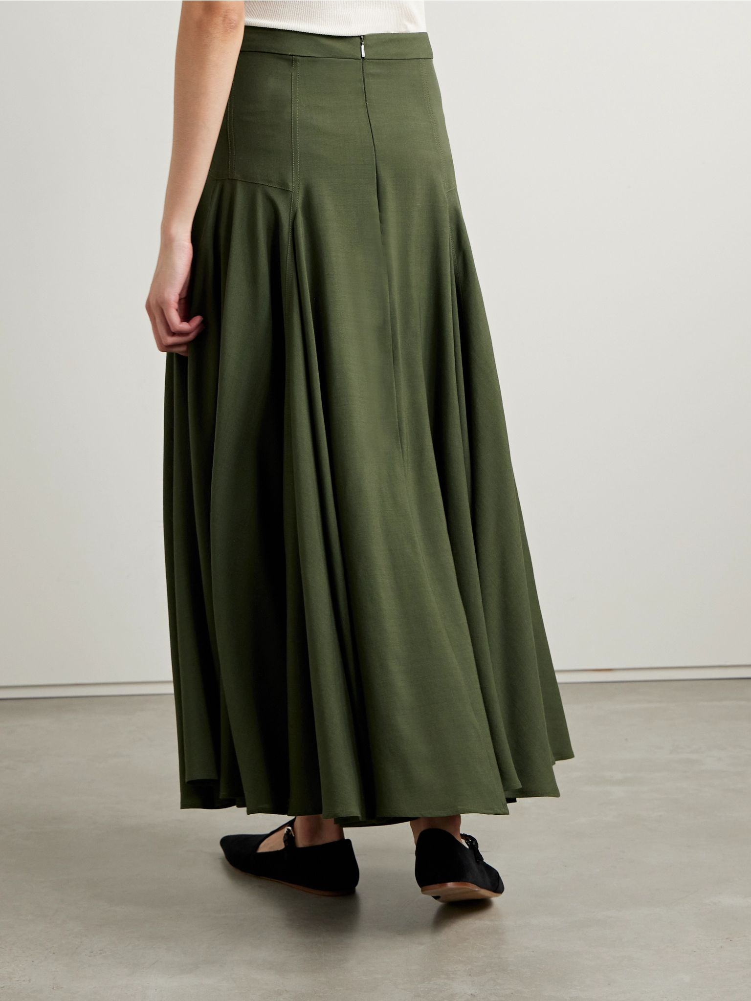 Wool-crepe maxi skirt Green - 4