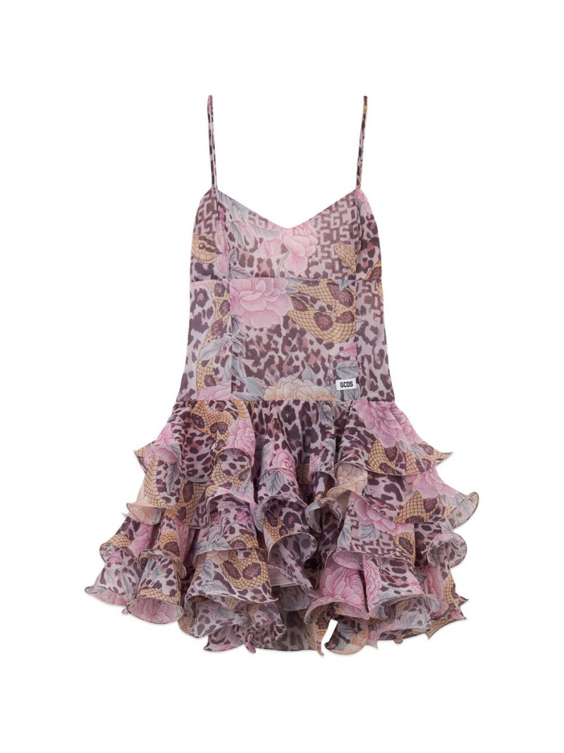 animal-print ruffled mini dress 1