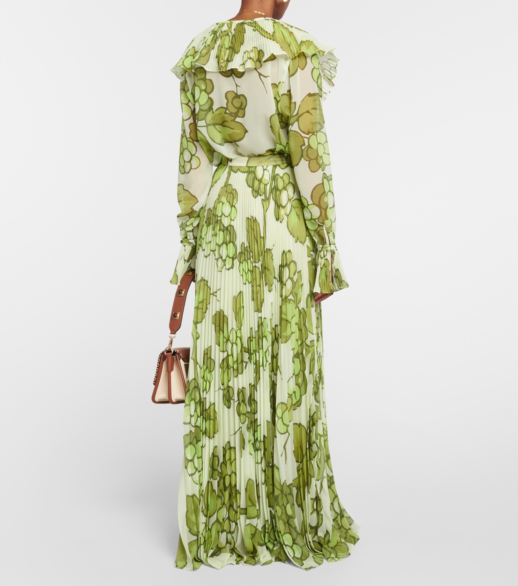 Printed pleated high-rise maxi skirt - 3