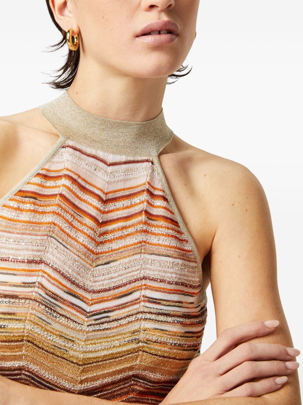 zigzag-pattern mini dress - 4