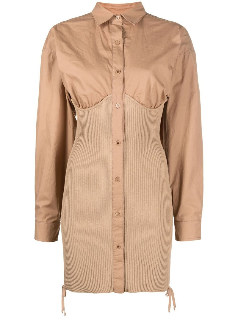 ribbed mini shirt dress 1