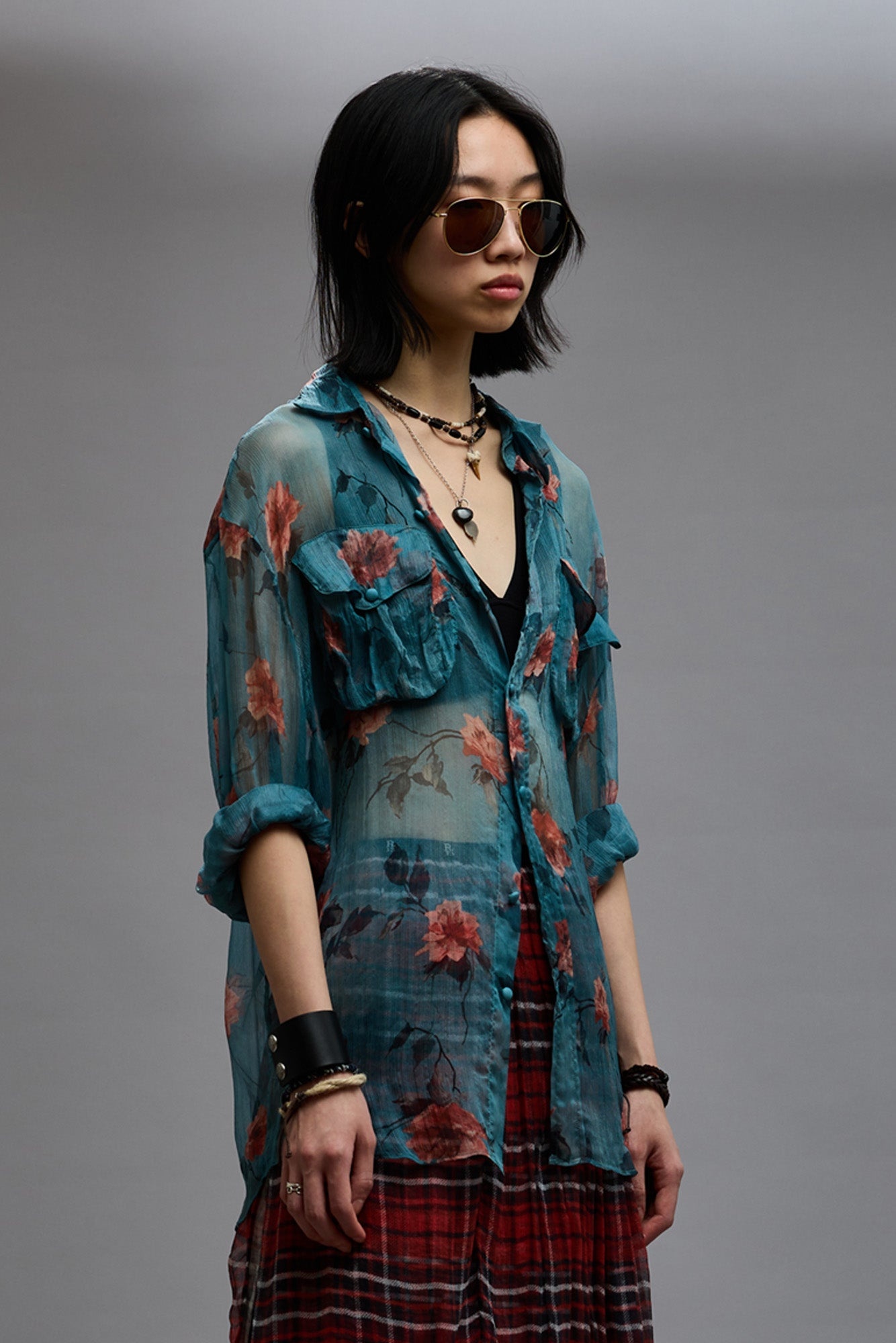 BELLOW POCKET RELAXED SHIRT - BLUE FLORAL - 2