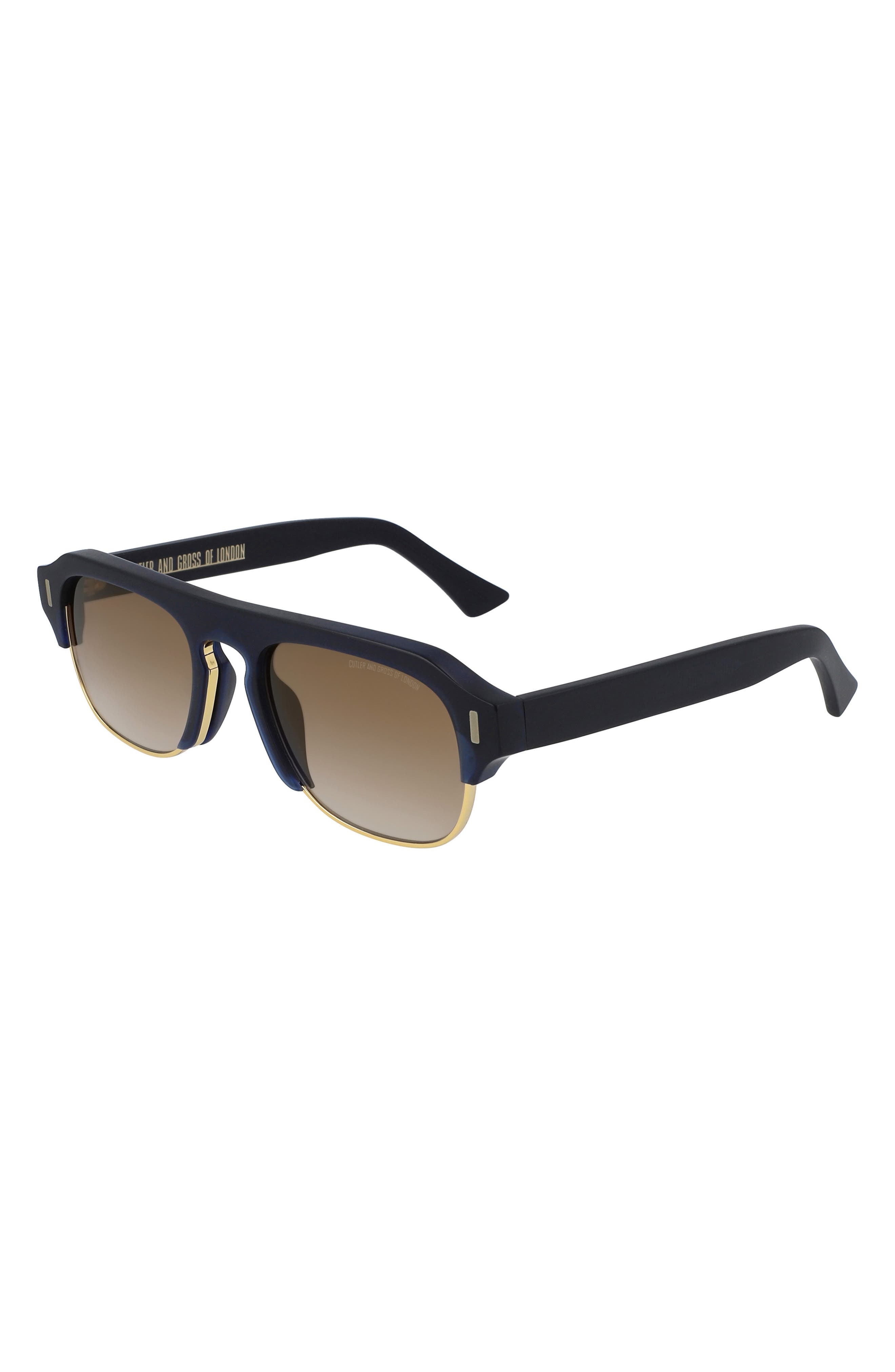 56mm Flat Top Sunglasses in Navy Blue/Gradient - 2