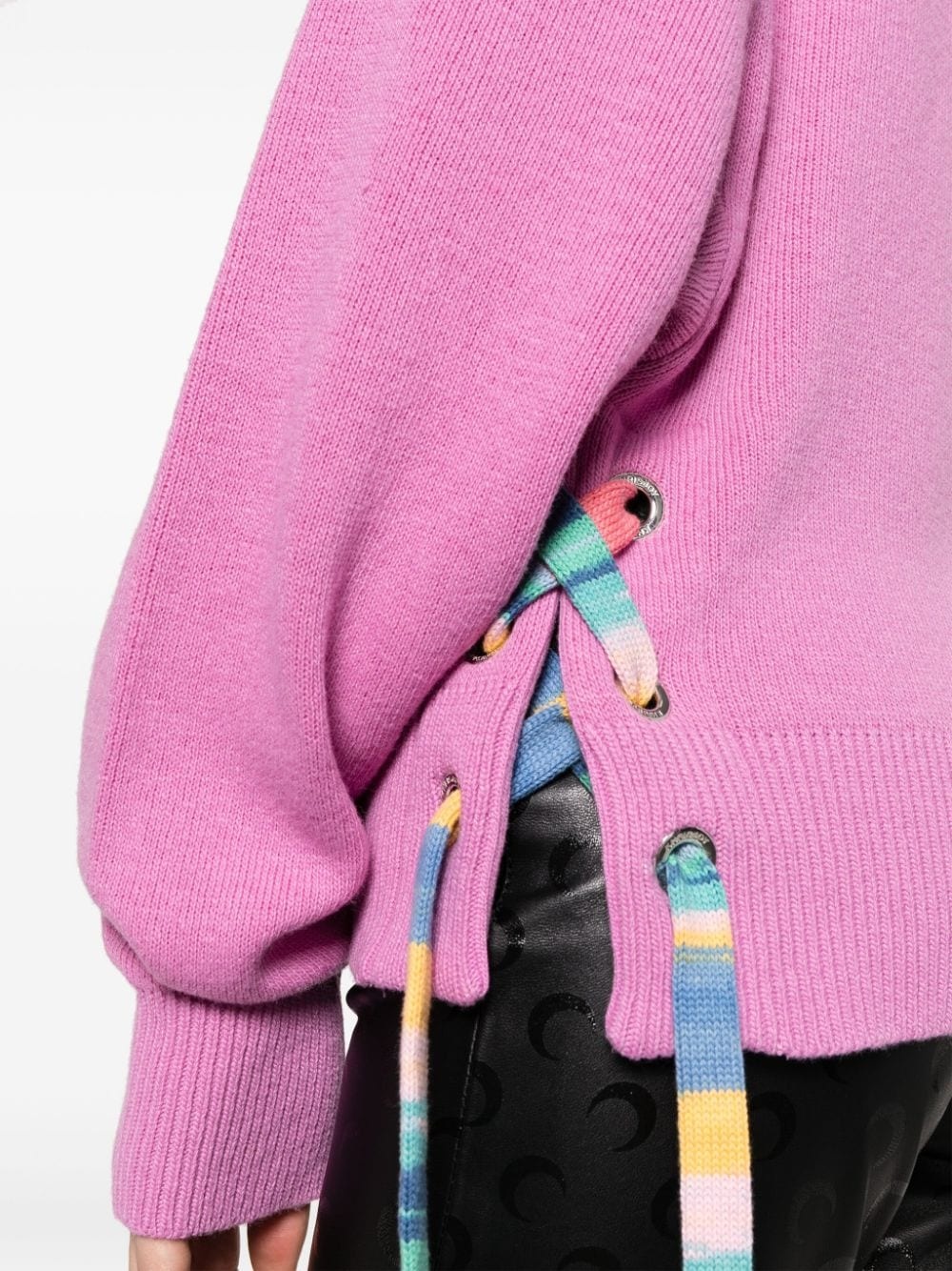 stripe-detail knitted hoodie - 5