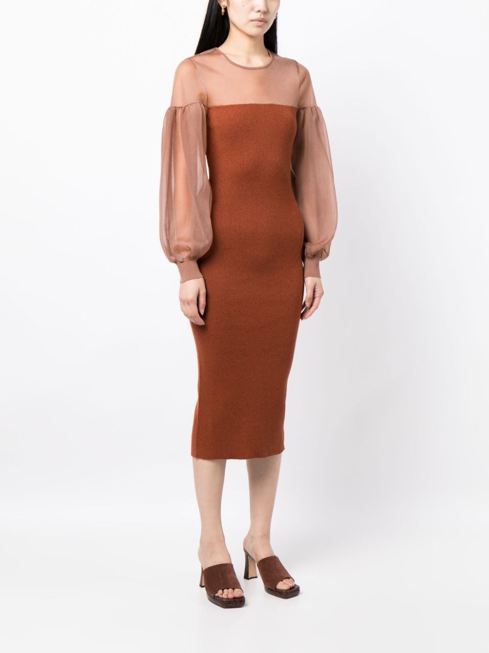 Milla sheer-panelling ribbed dress - 3
