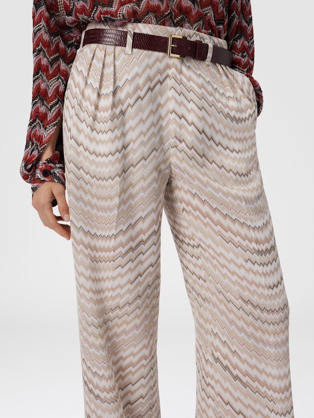 Mid-Rise Tailored Pants with Zigzag Pattern - 5