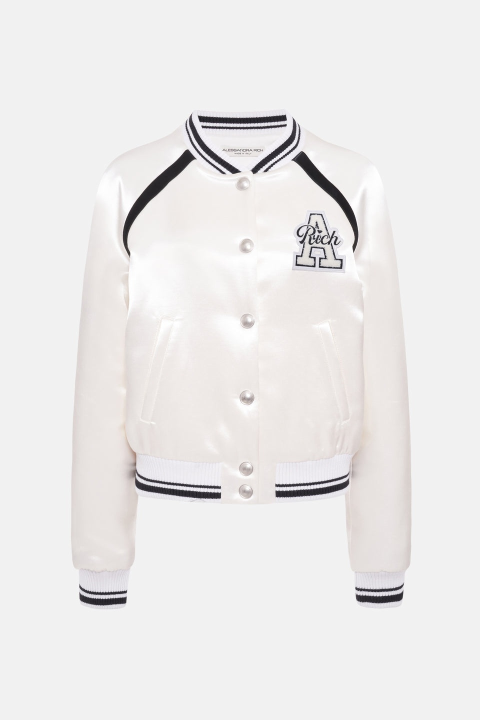 SATIN BOMBER JACKET WITH PATCH - 1