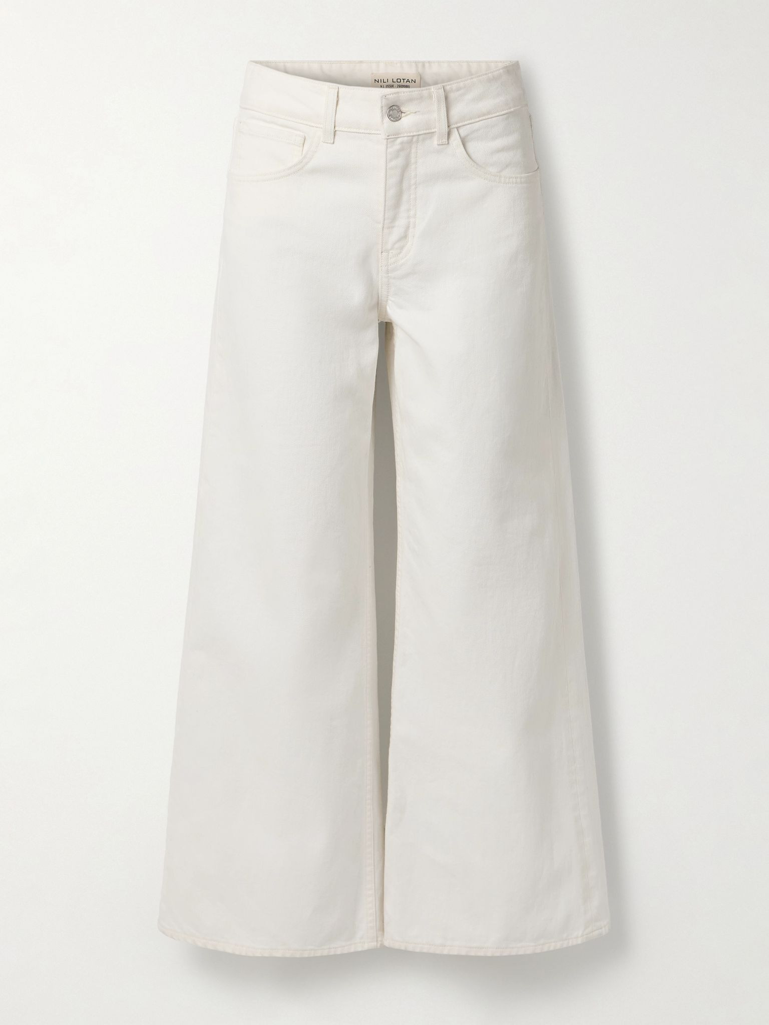 Marlene cropped high-rise wide-leg jeans Cream - 1