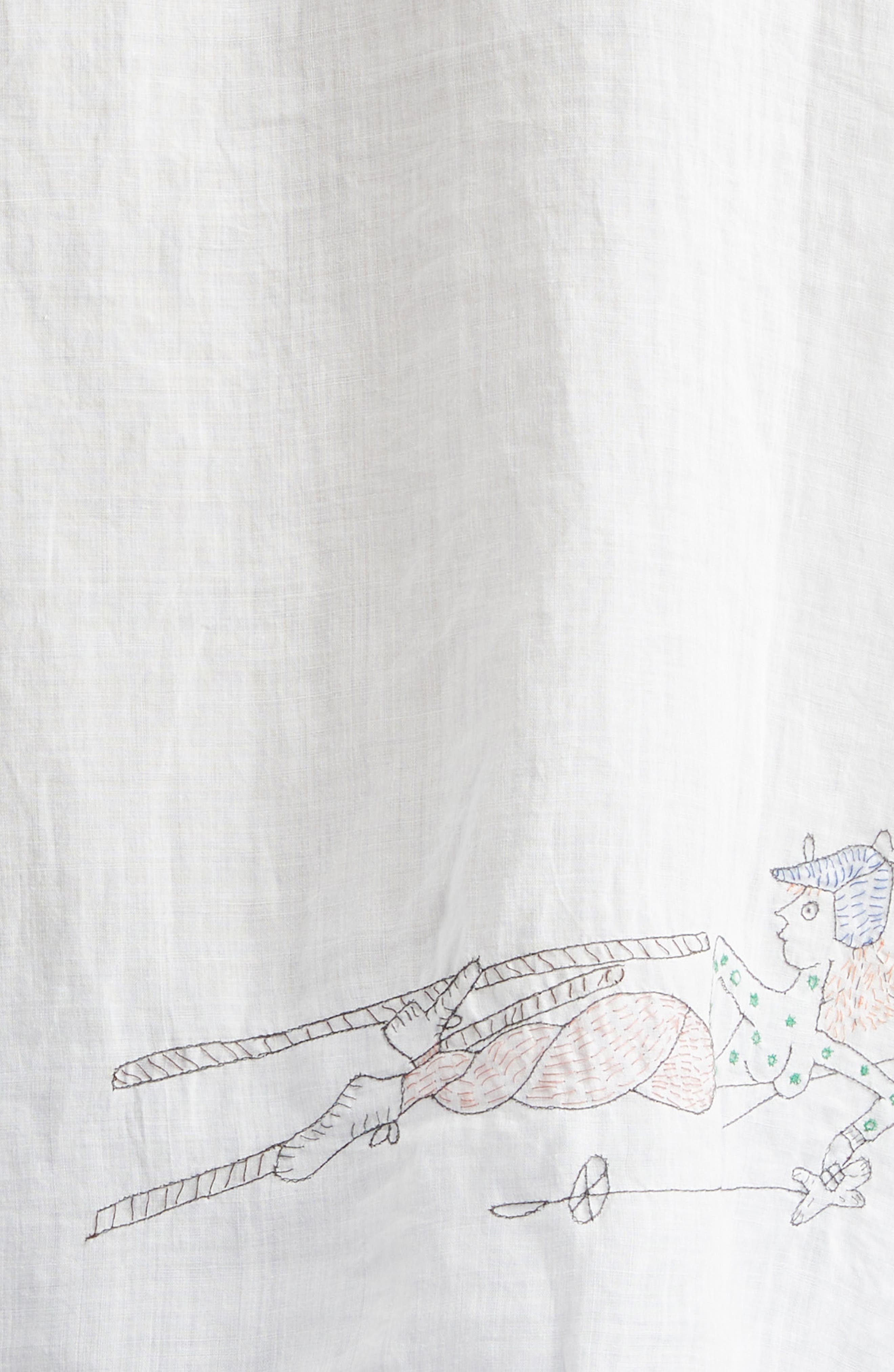 Bode Skiers Embroidered Linen Camp Shirt in White Multi at Nordstrom - 6