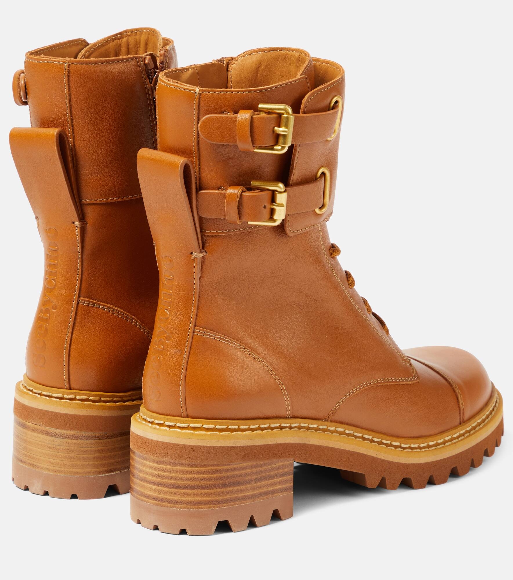 Mallory leather lace-up boots - 3