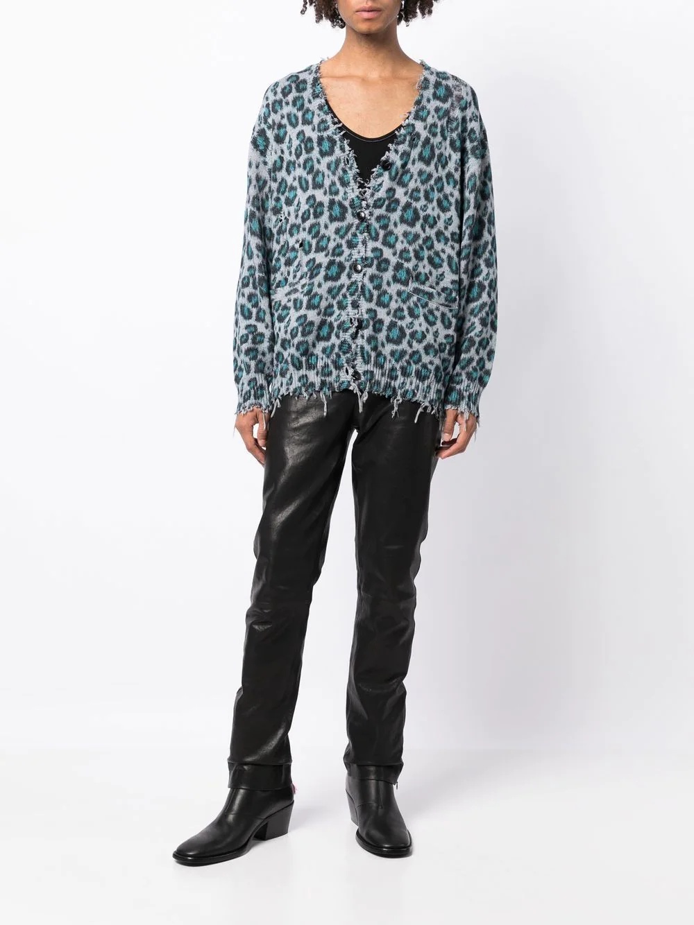 oversized leopard-print jacquard cardigan - 1