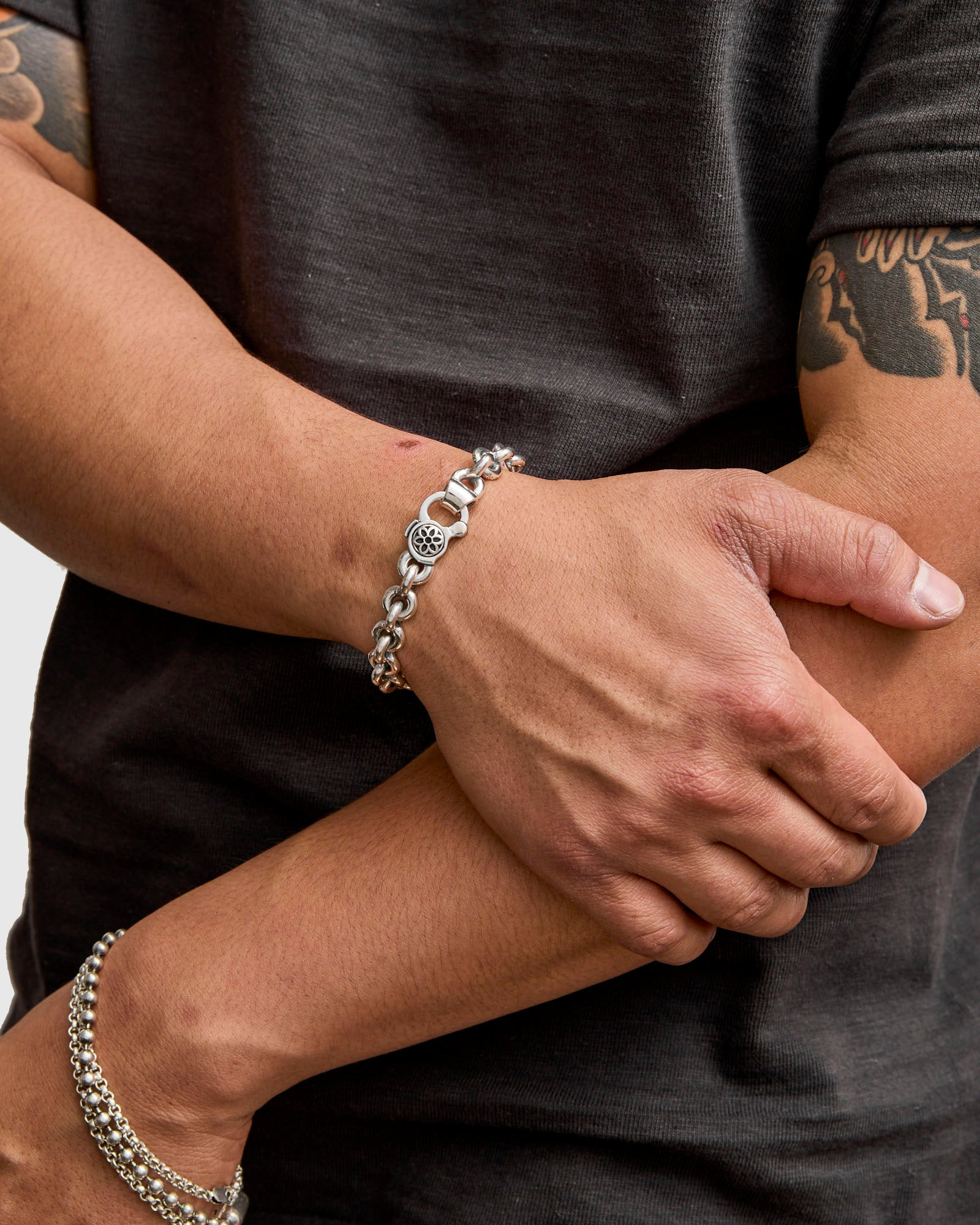 Fin Link Bracelet Size A in Sterling Silver - 2