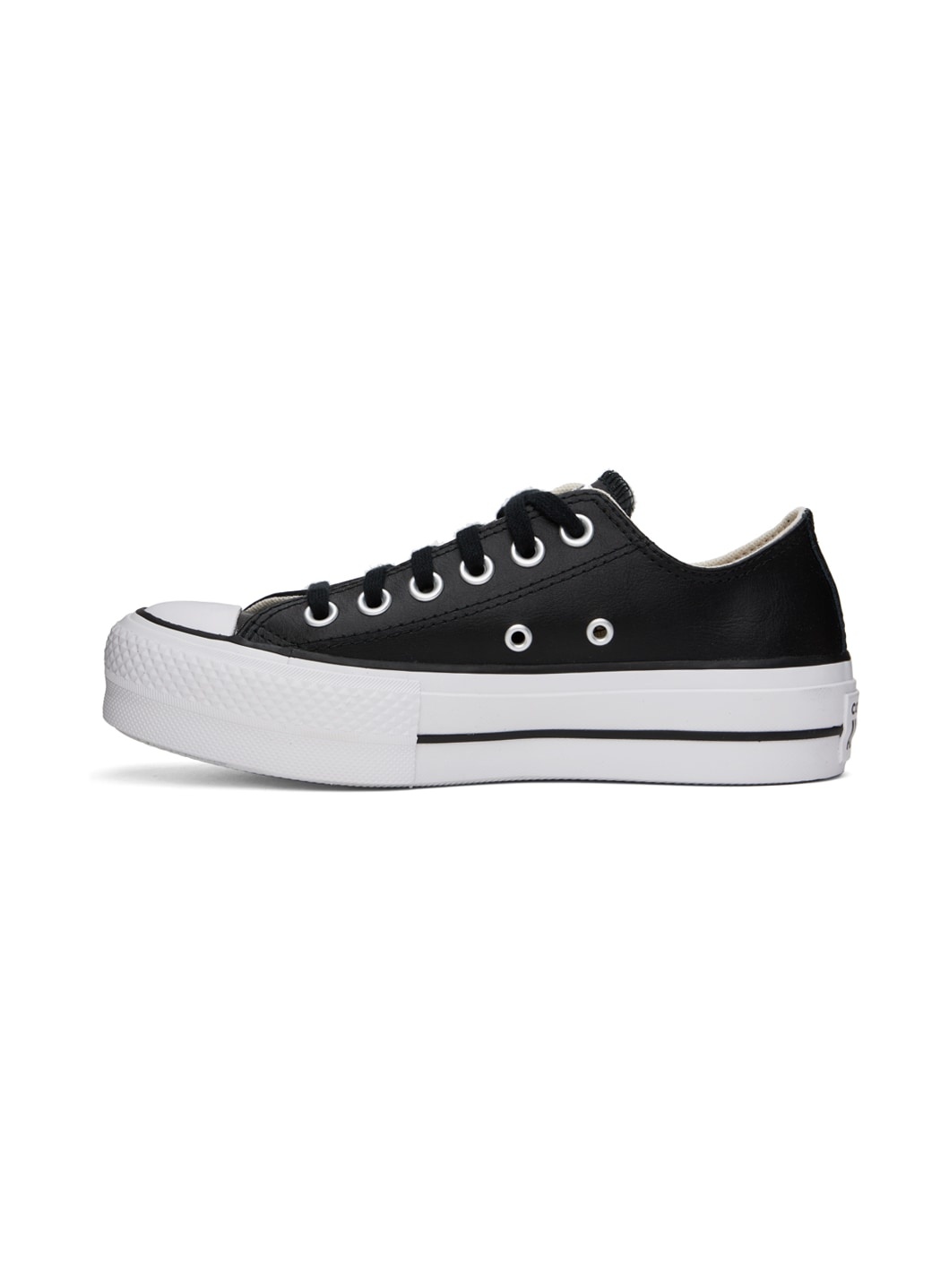 Black Chuck Taylor All Star Leather Platform Low Top Sneakers - 3