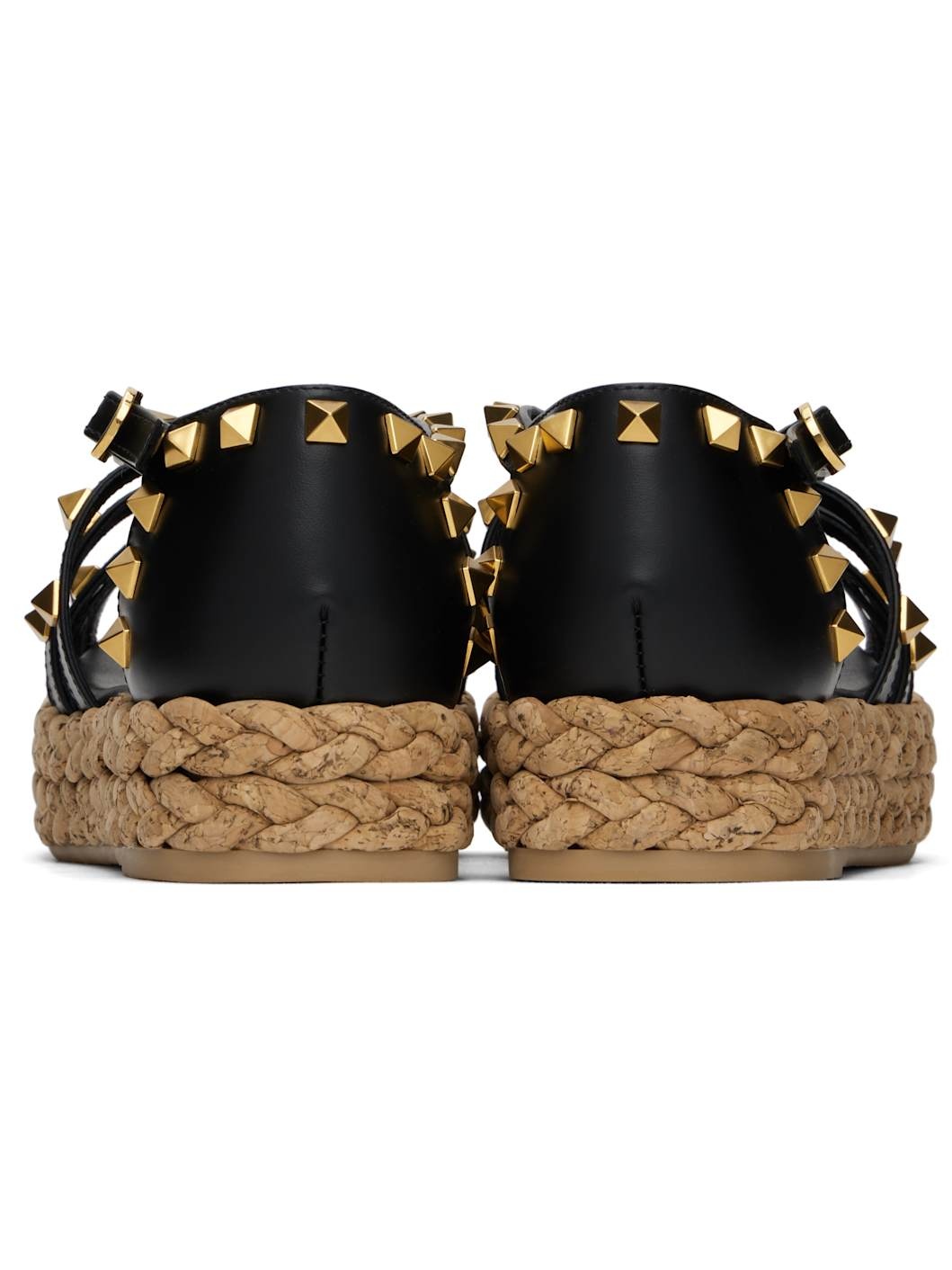 Black Rockstud Cork Sandals - 2