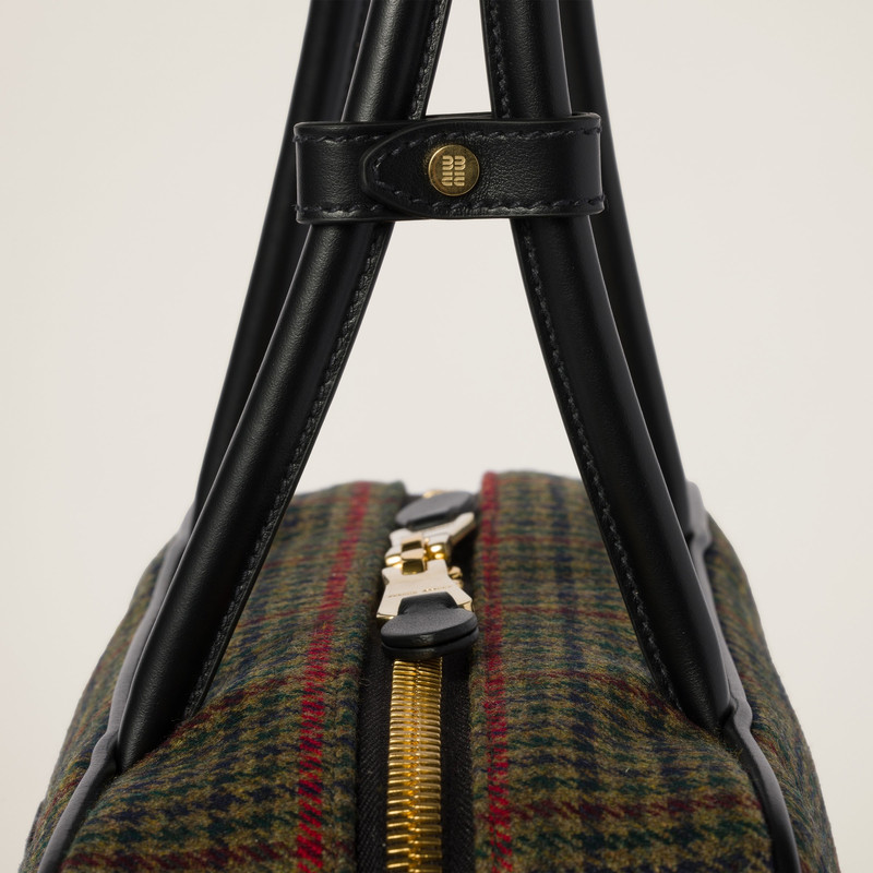 Beau tartan top-handle bag with leather details 5