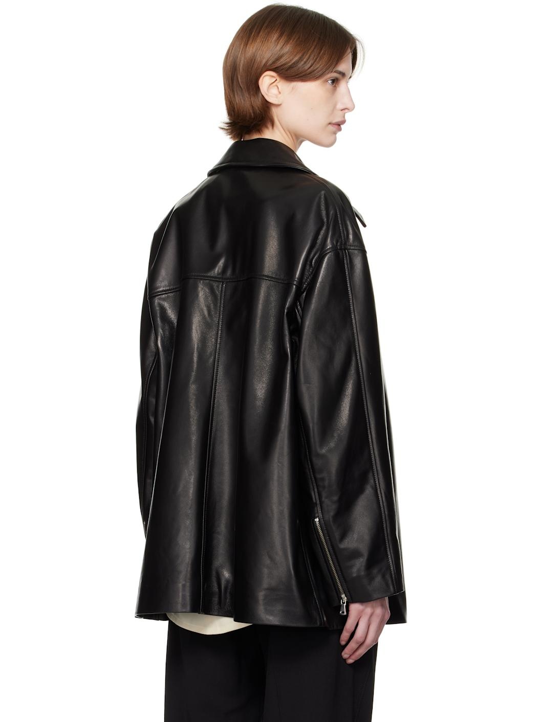Black Layne Sleek Leather Jacket - 3