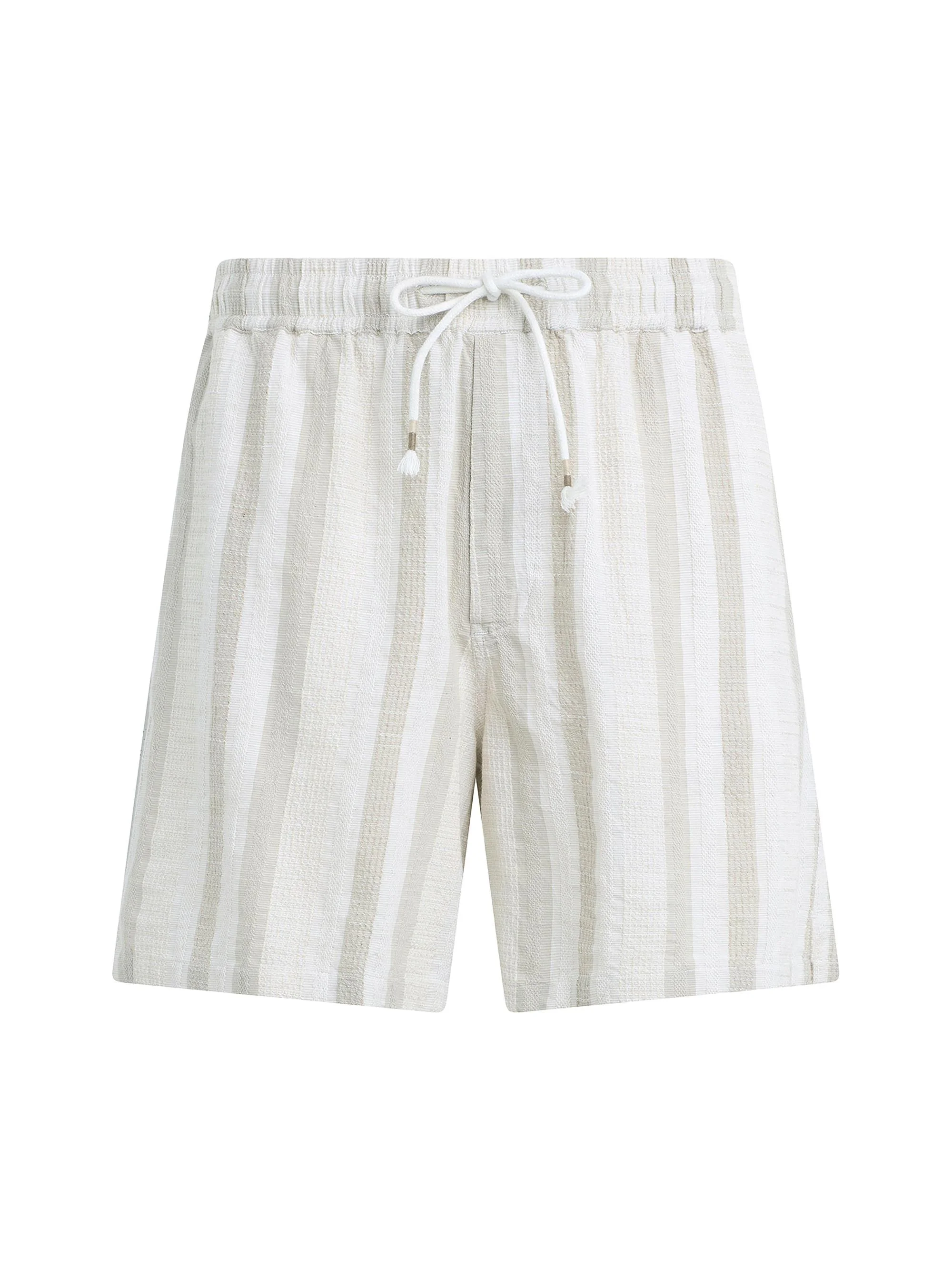 Men's Cabana Dobby Striped Cotton-Linen Shorts - Grey Stripe - 1