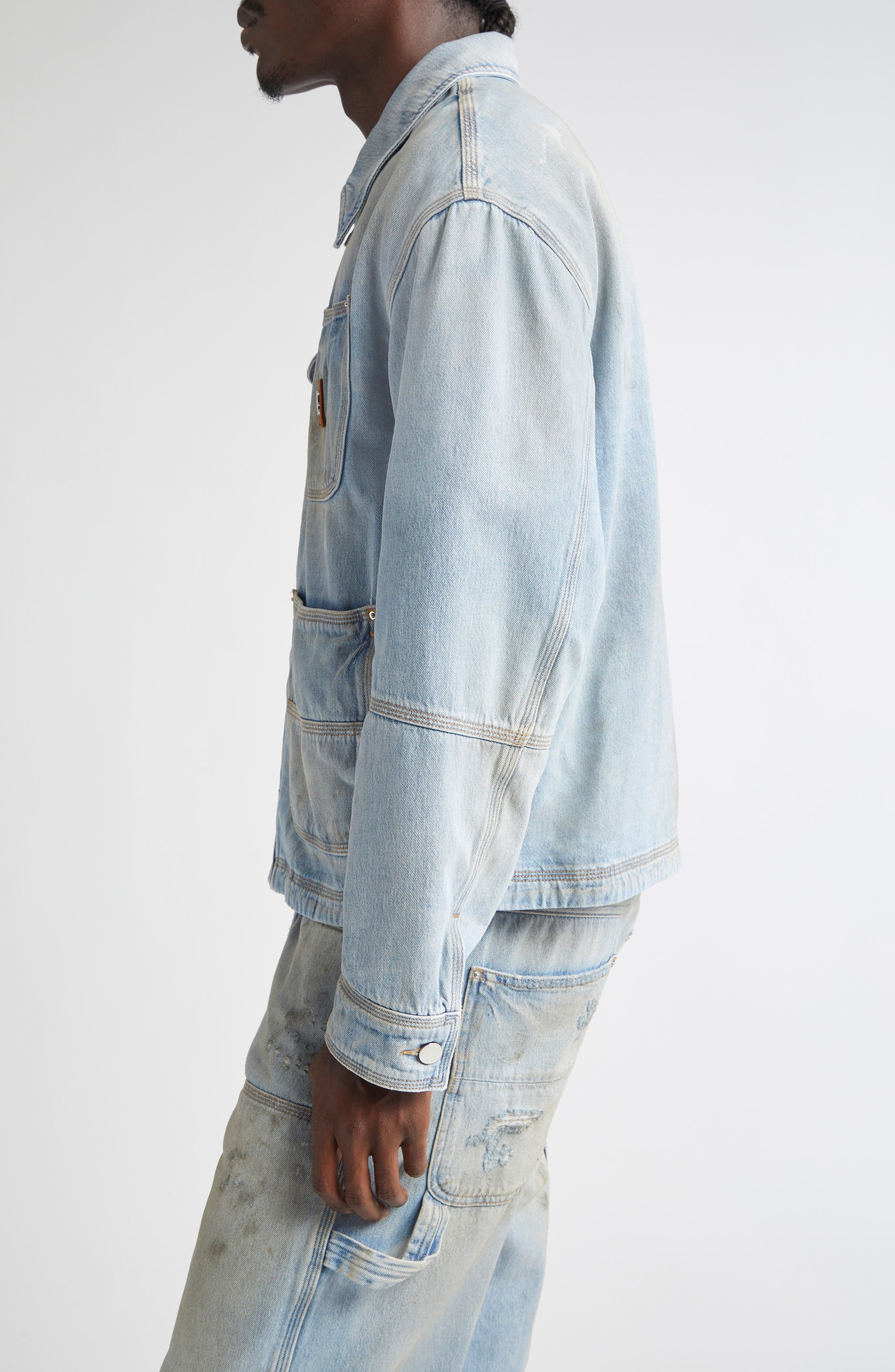 AMIRI Lightweight Denim Work Jacket in Perfect Antique Indigo at Nordstrom - 4