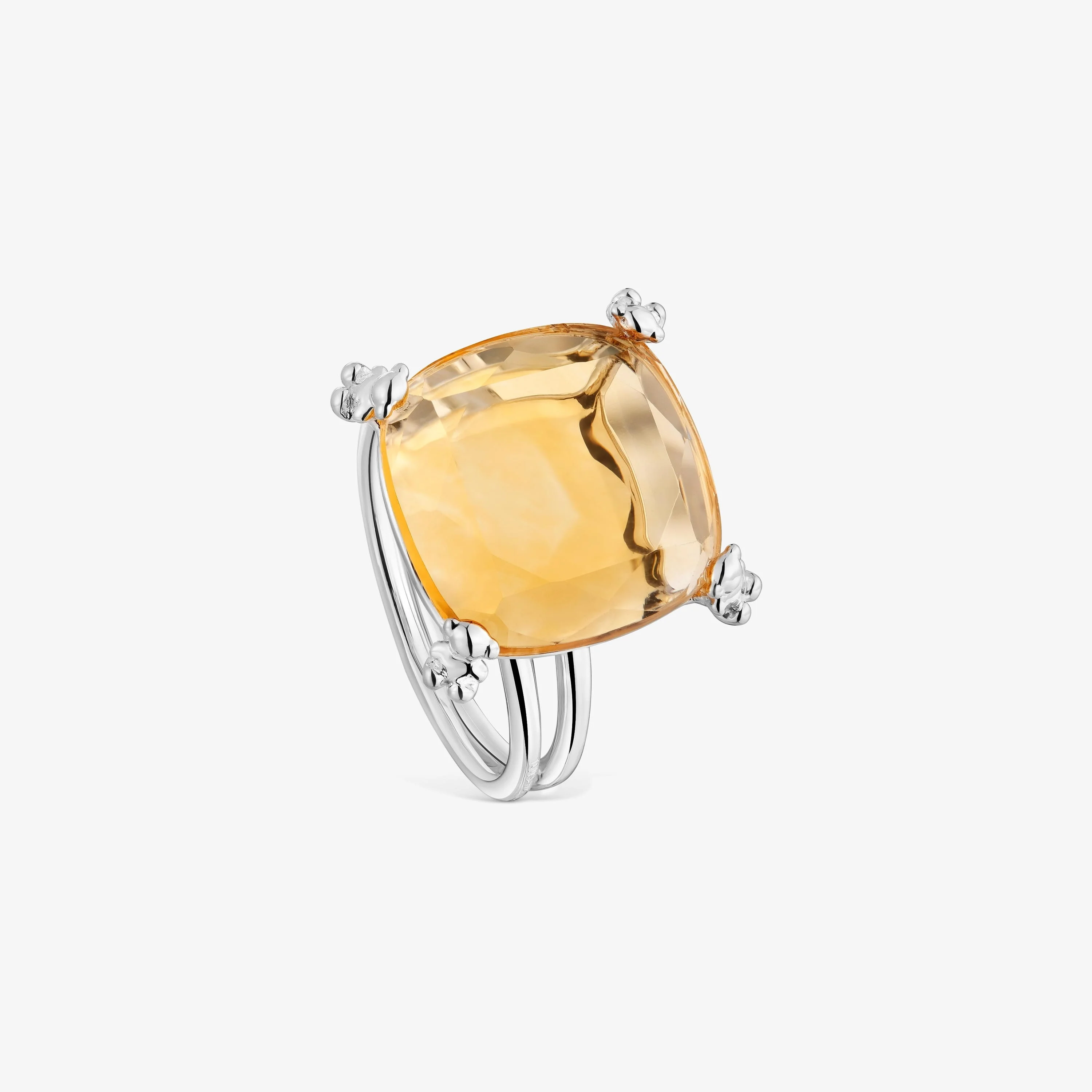 Silver Color Pills Ring with citrine - 1
