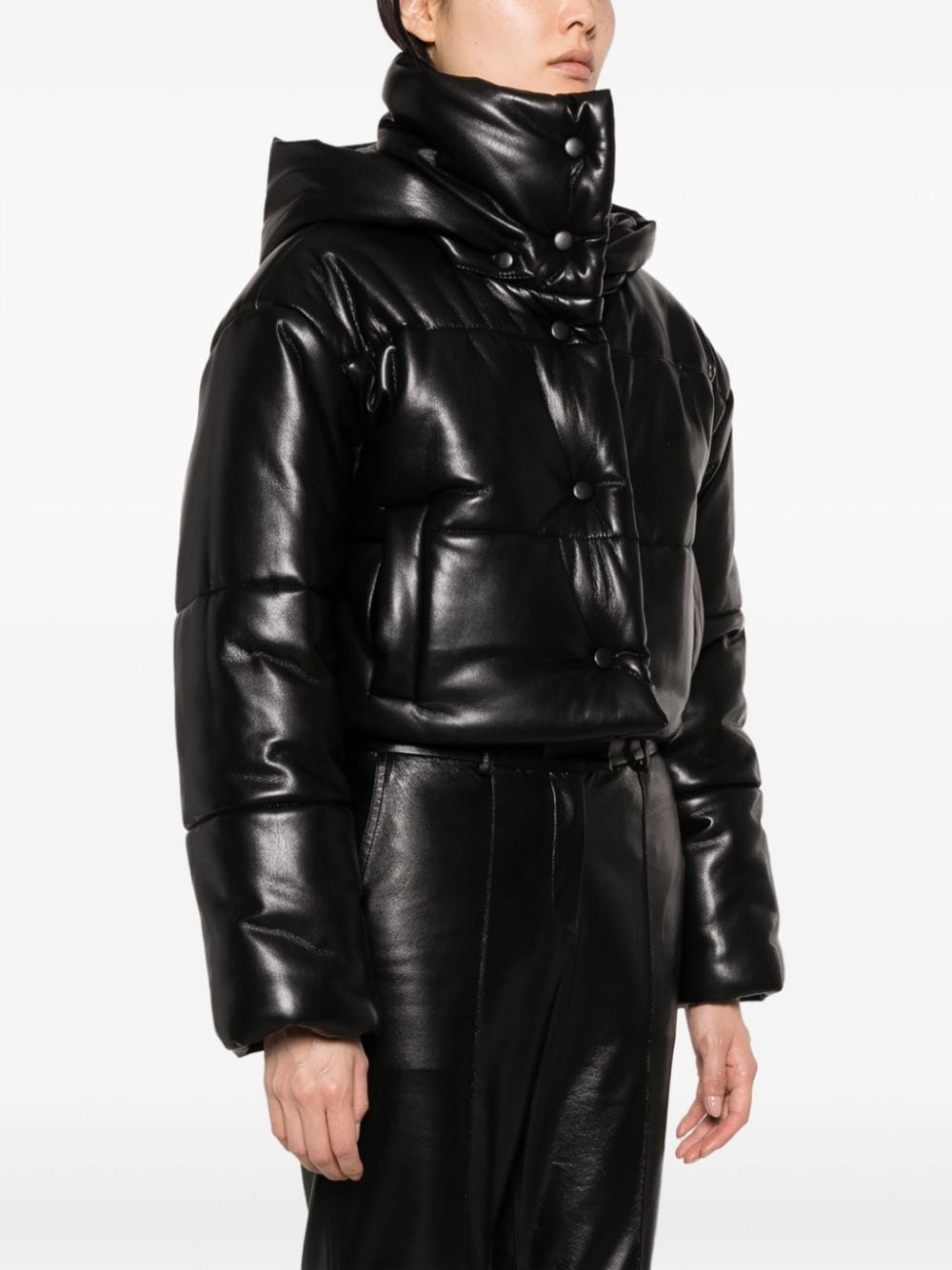 hooded cropped puffer jacket - 3