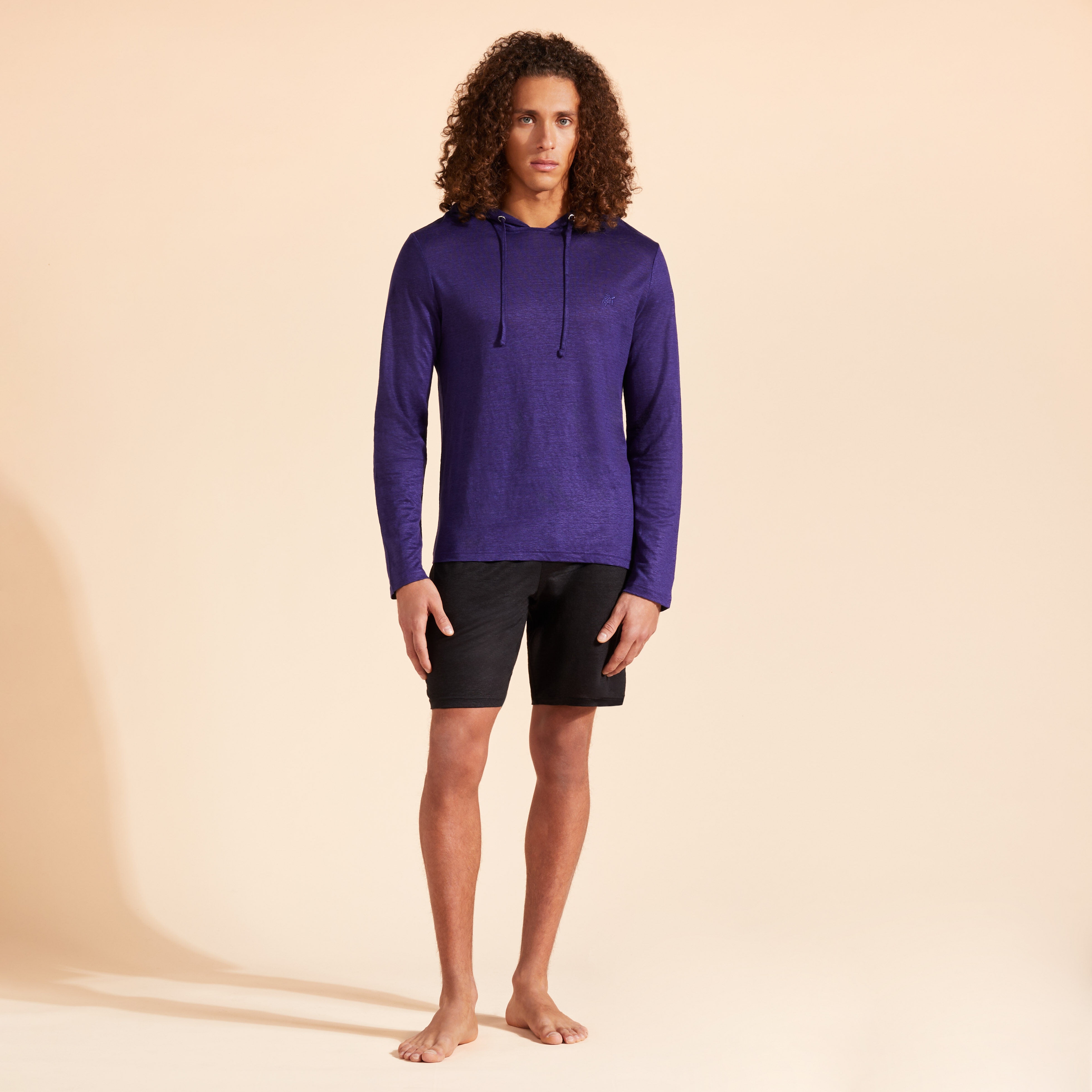 Men Linen Long-sleeves Hoodie T-shirt - 3