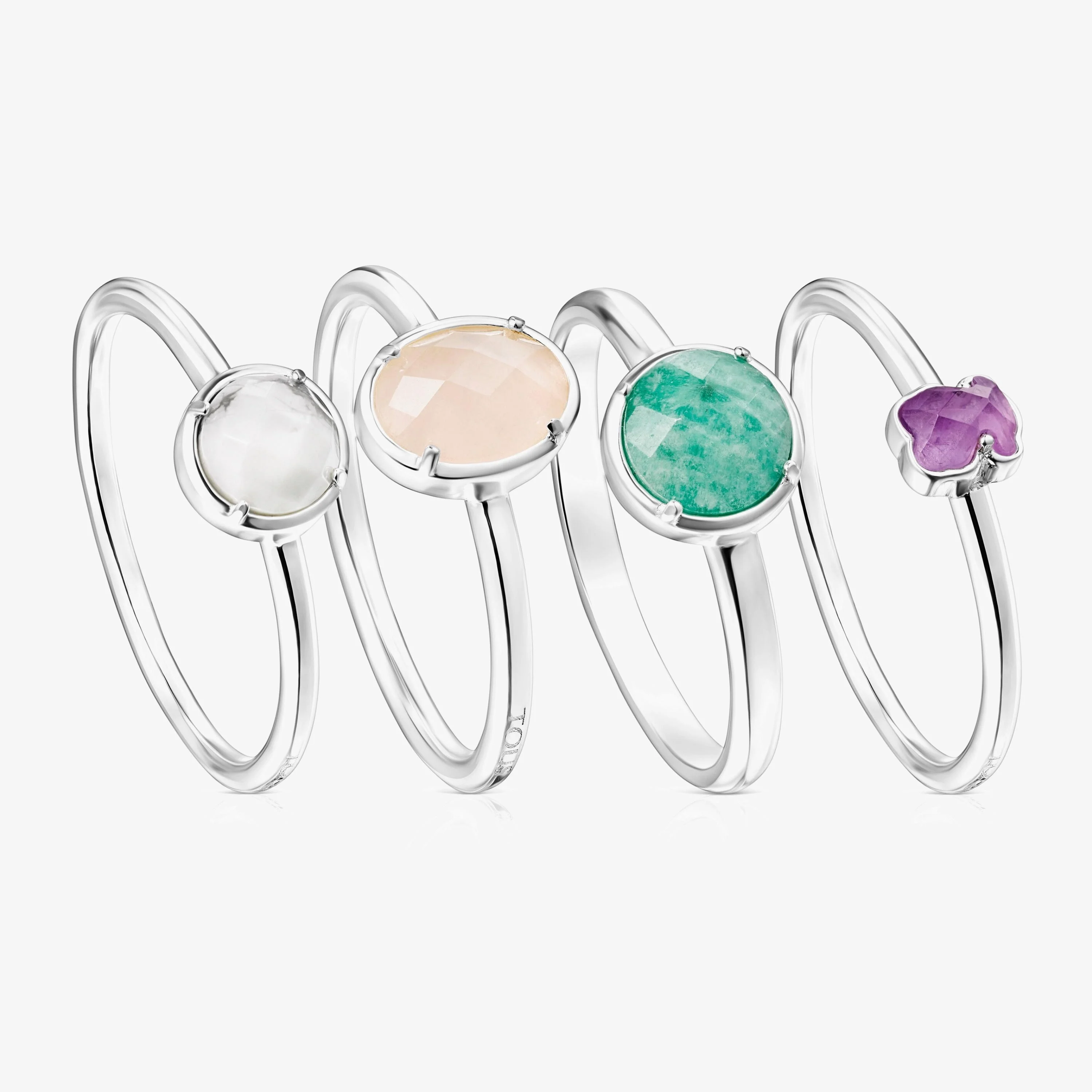 Pack of four Silver and Gemstones TOUS Cool Color Rings - 1