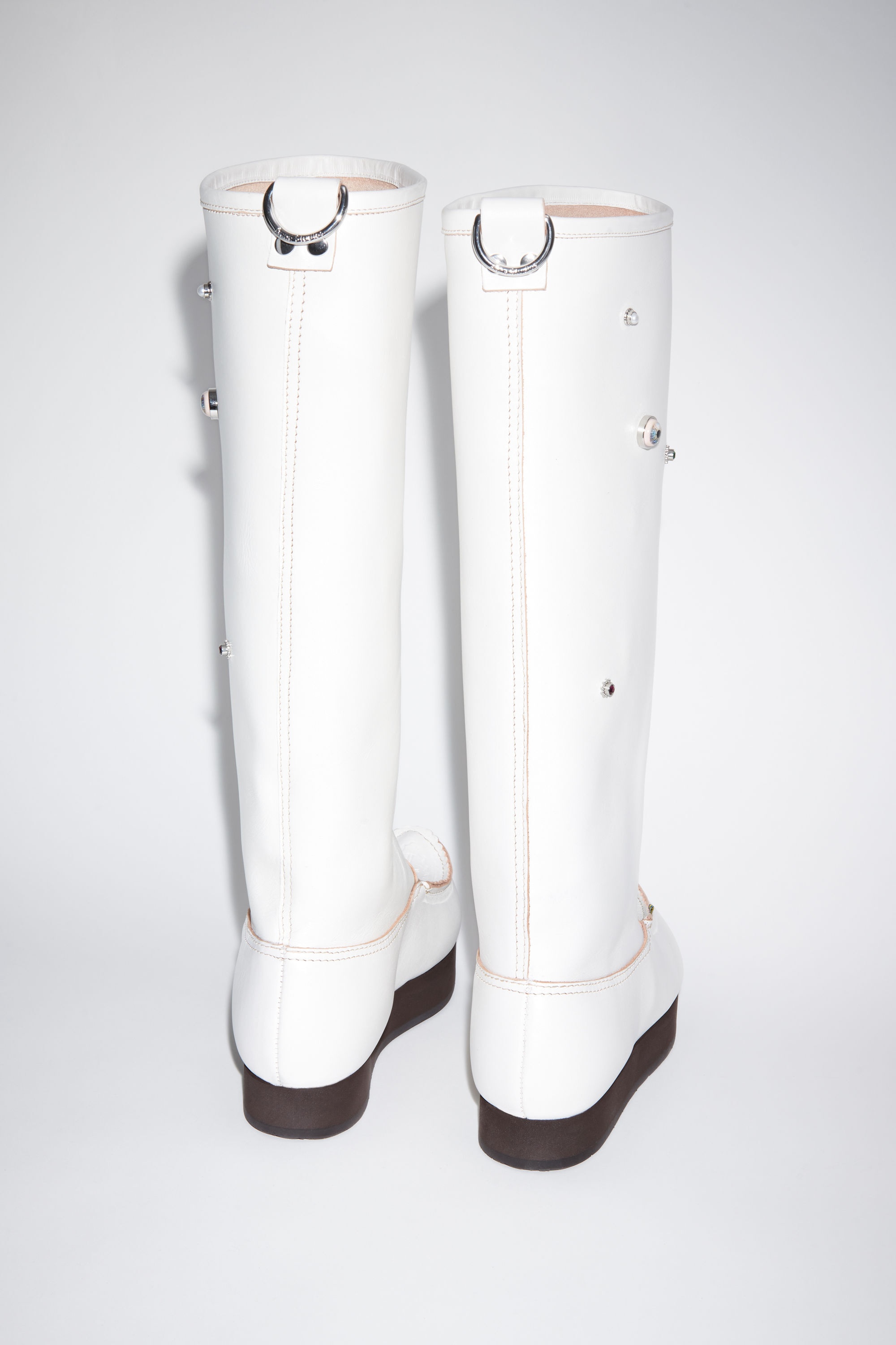 Embellished leather boots - White - 4