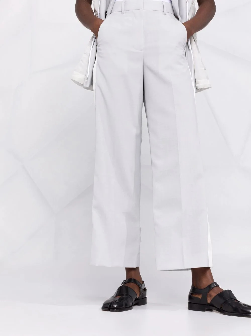 side-stripe straight-leg trousers - 5