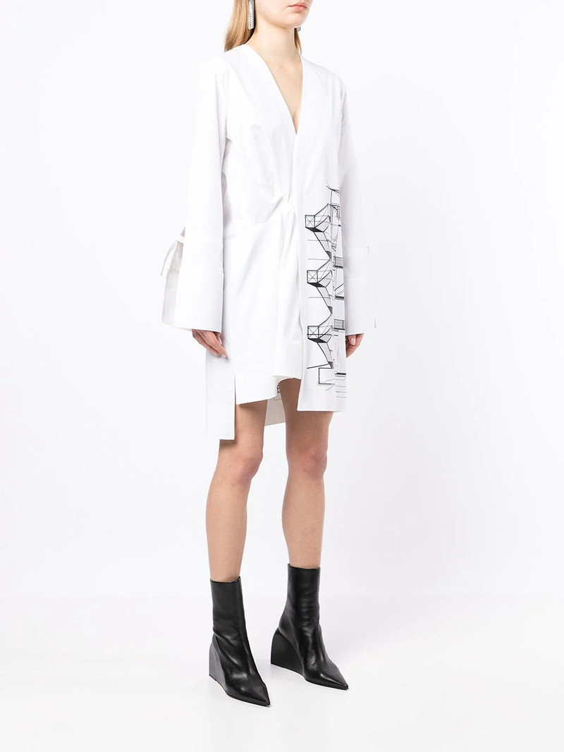graphic-print tied-sleeves mini dress 3