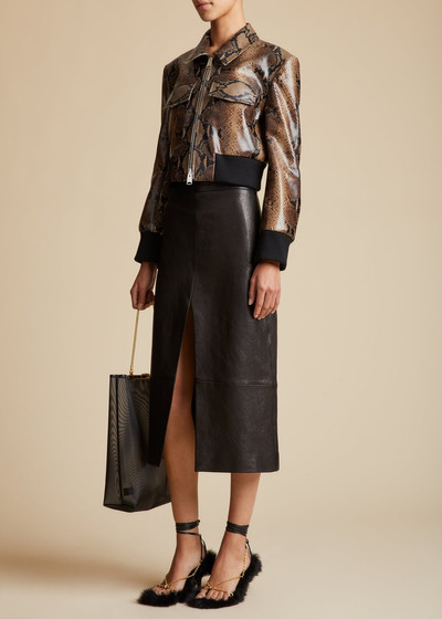 KHAITE The Fraser Skirt in Black Leather outlook