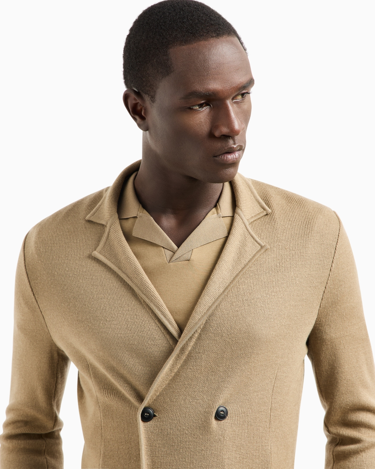 DOUBLE-BREASTED JACKET IN VIRGIN WOOL AND CASHMERE - 5