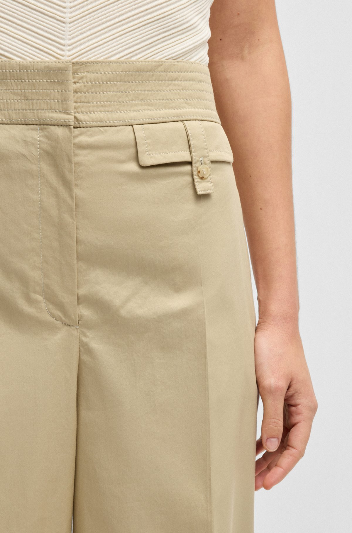 HIGH-WAISTED REGULAR-FIT TROUSERS IN AIRY STRETCH COTTON - 5