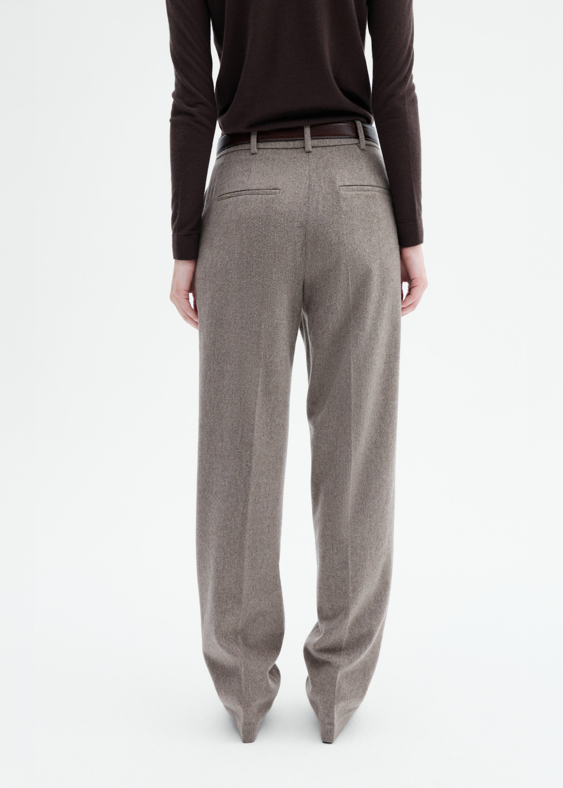 Tailored Straight Pant in Wool Cashmere - 4
