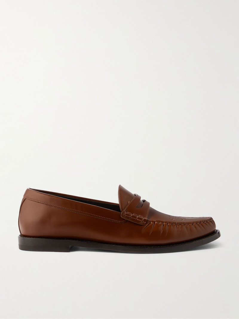 닦은 가죽 페니 Loafers - 1