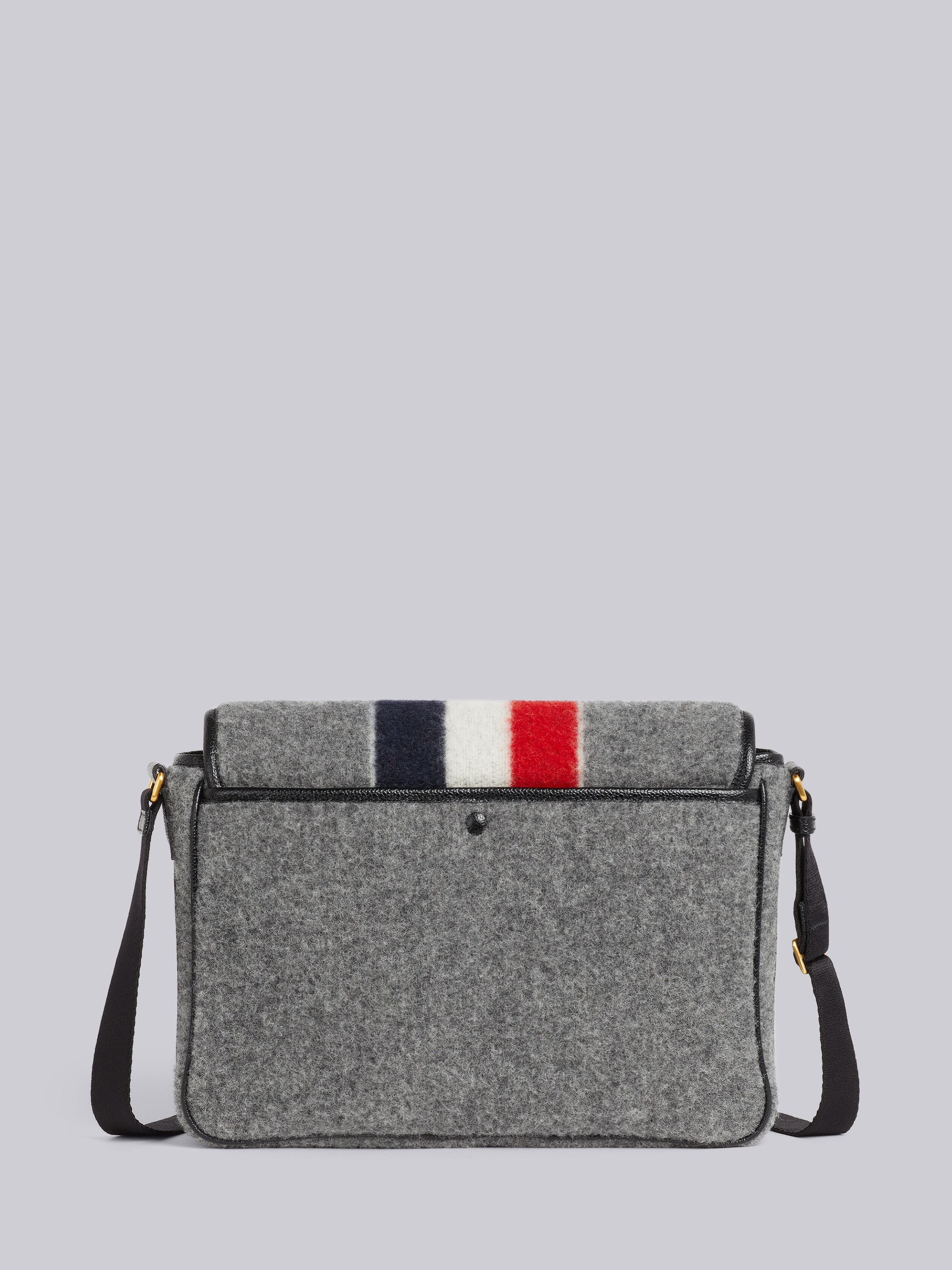 Medium Grey Boiled Wool Stripe Hunting Messenger Bag - 4