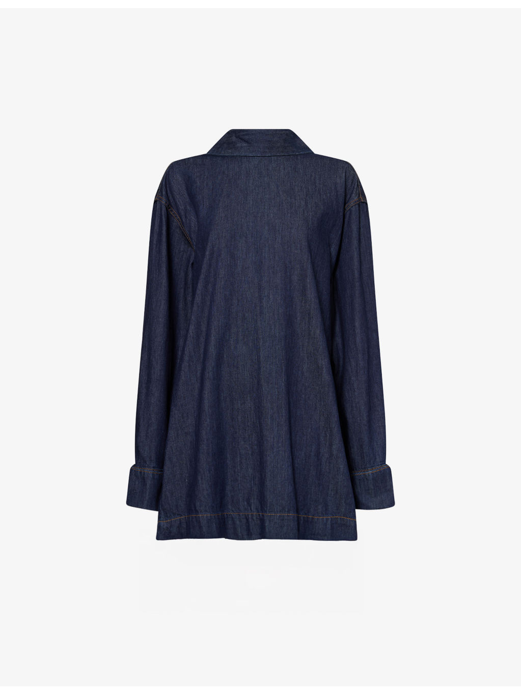 Bow-Embellished Relaxed-Fit Denim Blouse - 2
