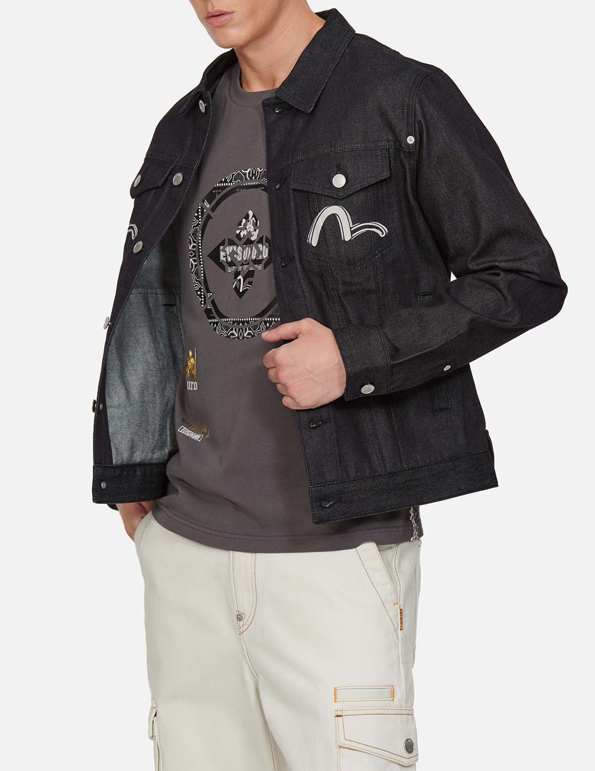 Hannya and Kamon Collage Print Denim Jacket - 4