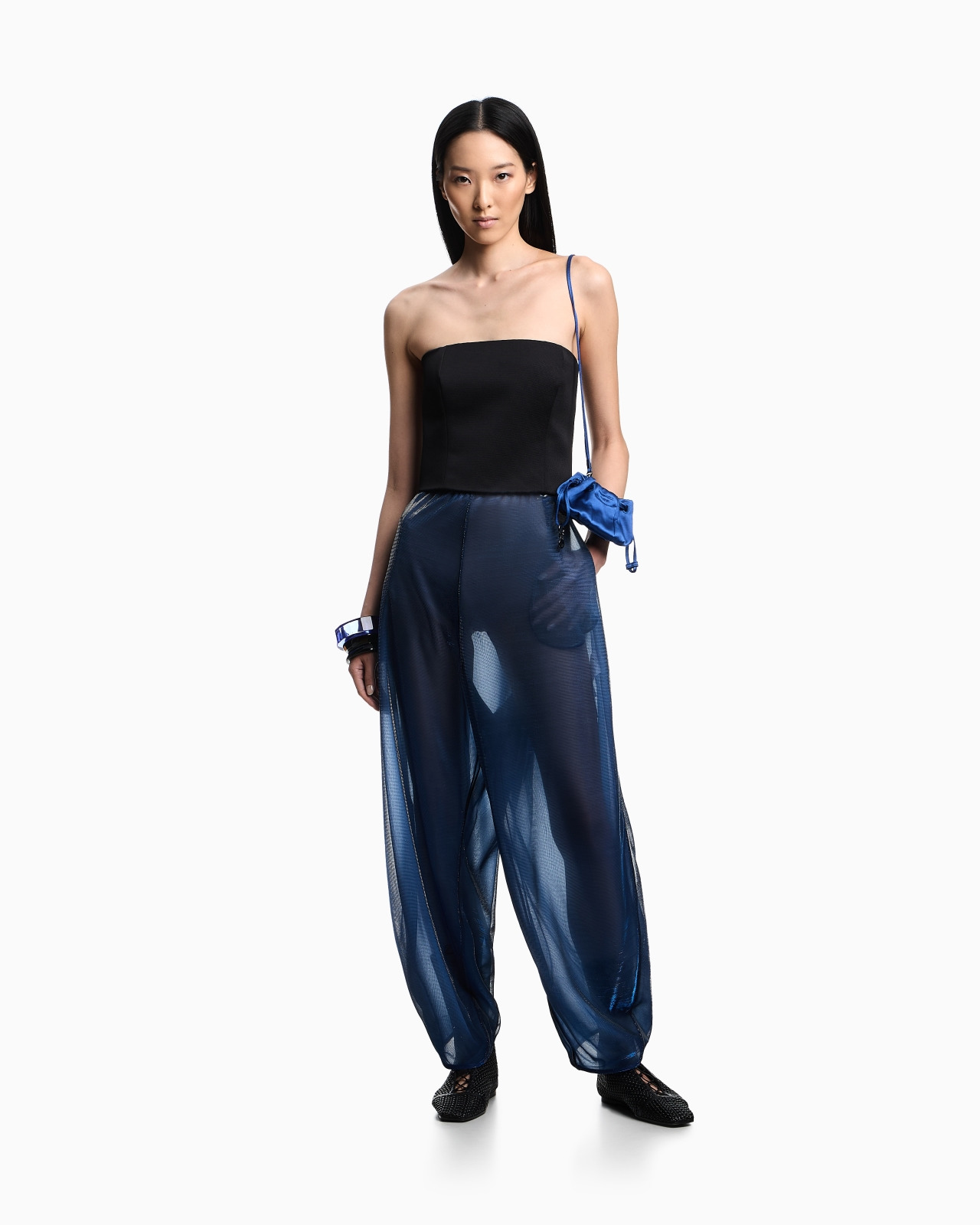 WIDE TROUSERS IN IRIDESCENT KNIT MESH - 2
