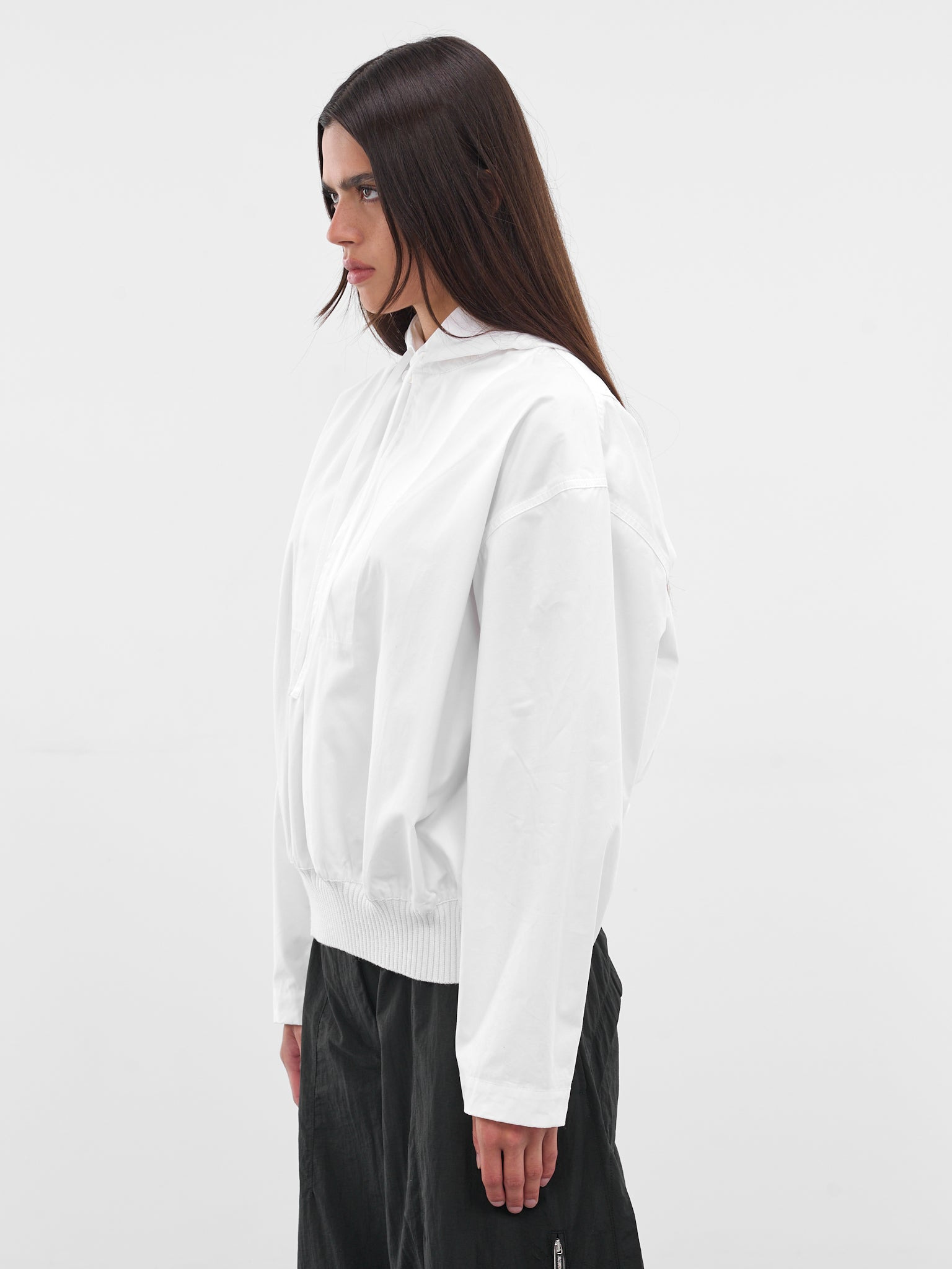 White Haut Trapezi Relaxed Hoodie - 2