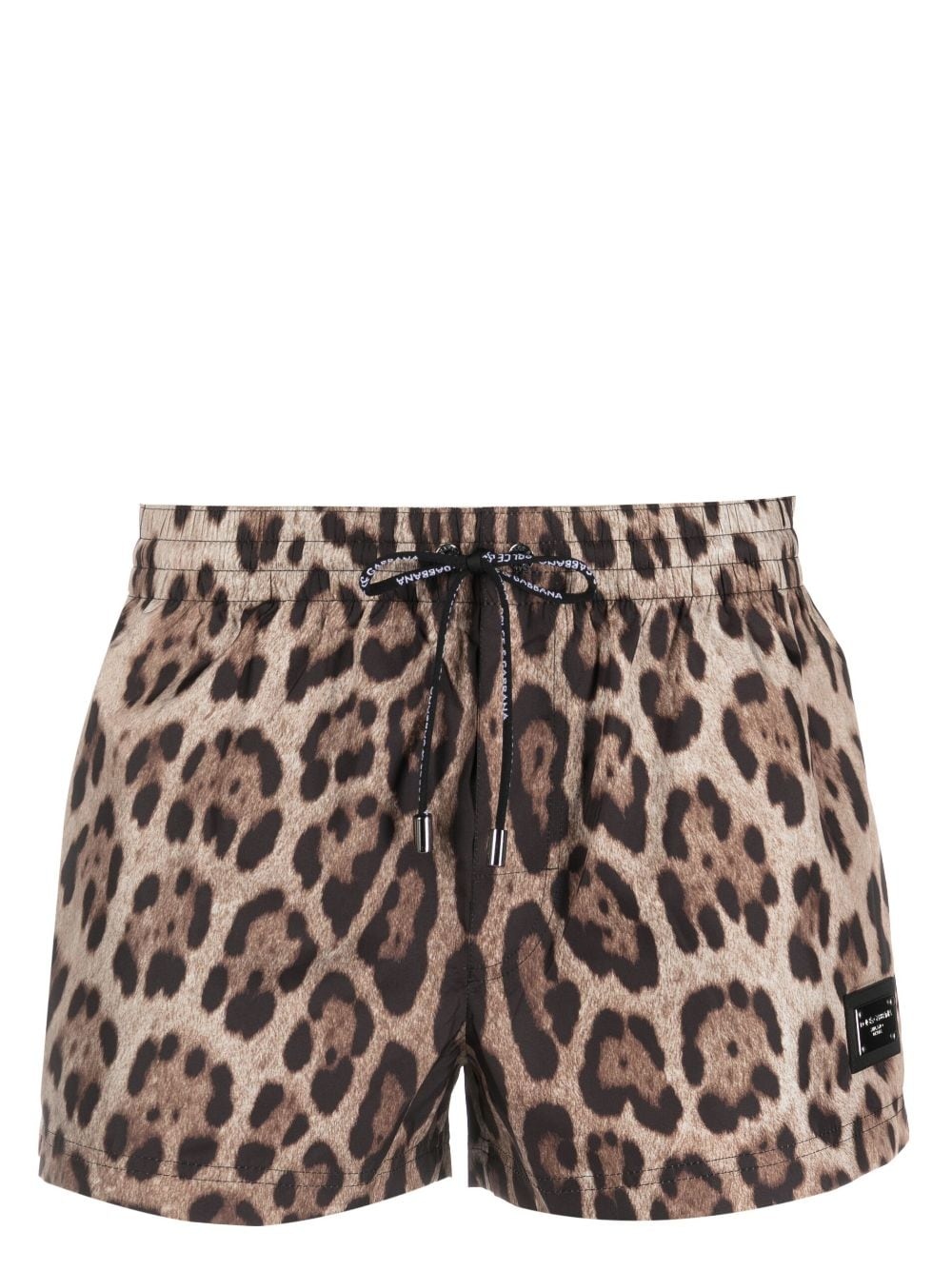 logo-plaque leopard-print swim shorts - 1