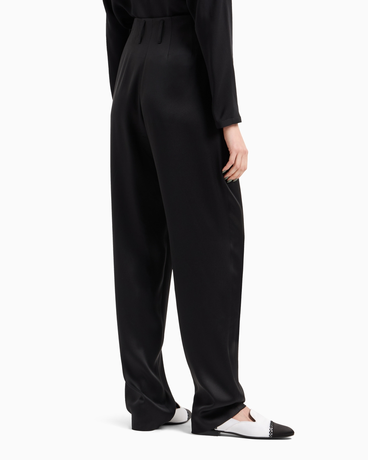 DOUBLE-SIDED SILK-SATIN TWO-PLEAT TROUSERS - 3