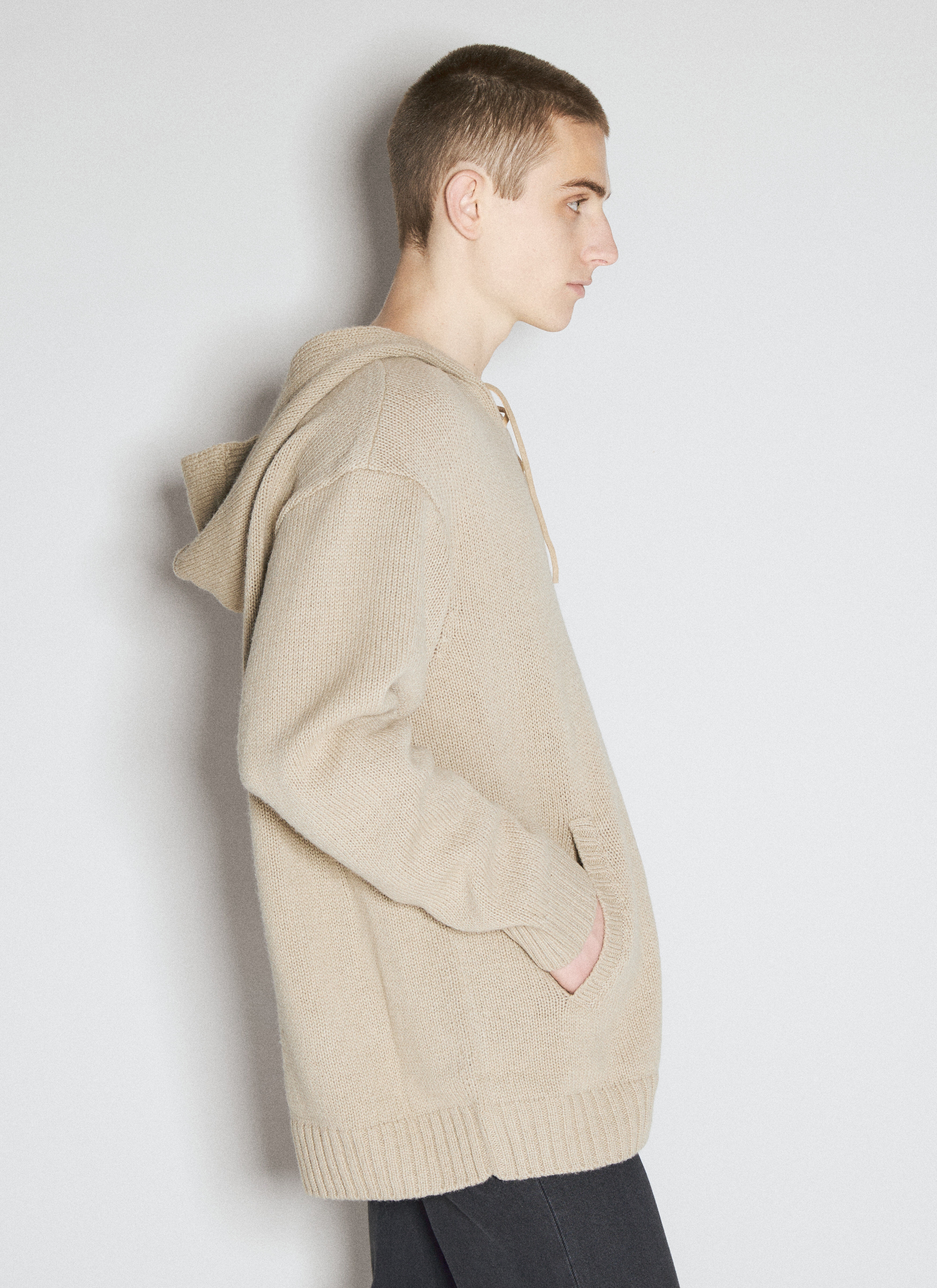 Lace-Up Hooded Sweater - 3