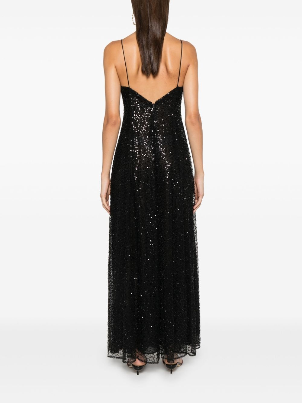 jet-embroidery sequin maxi dress - 4