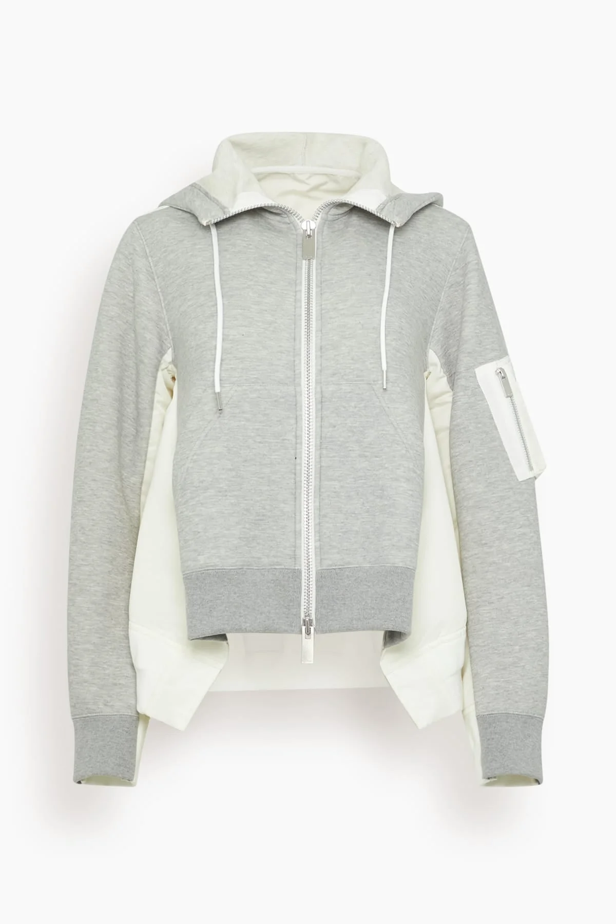 Sponge Sweat x Nylon Twill Hoodie in Gray x Off White - 1