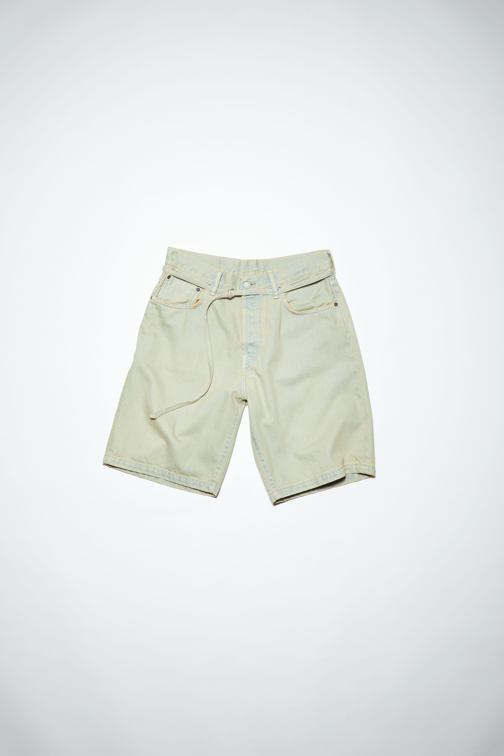 Loose fit denim shorts - Pale yellow/pale blue - 1