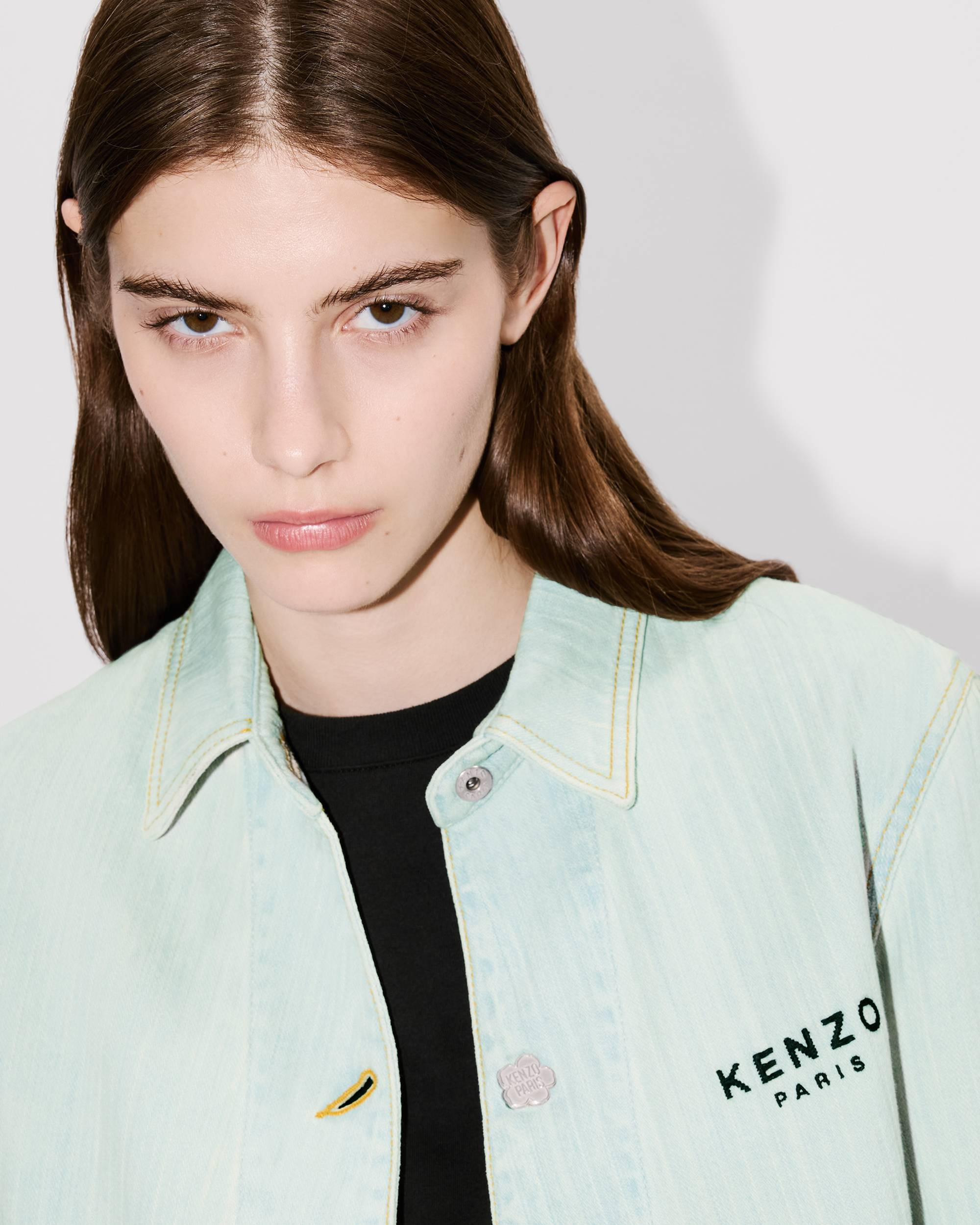 'Boke Flower' embroidered workwear jacket in japanese denim - 6