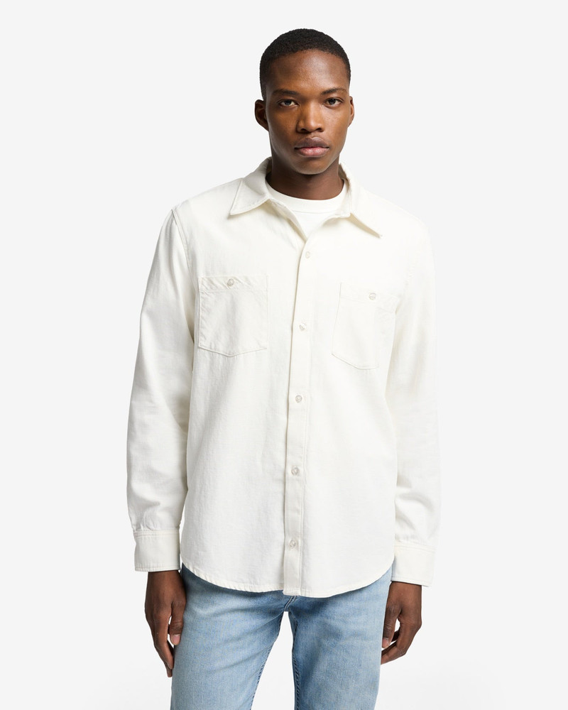 7 For All Mankind Denim Linen Overshirt in White outlook