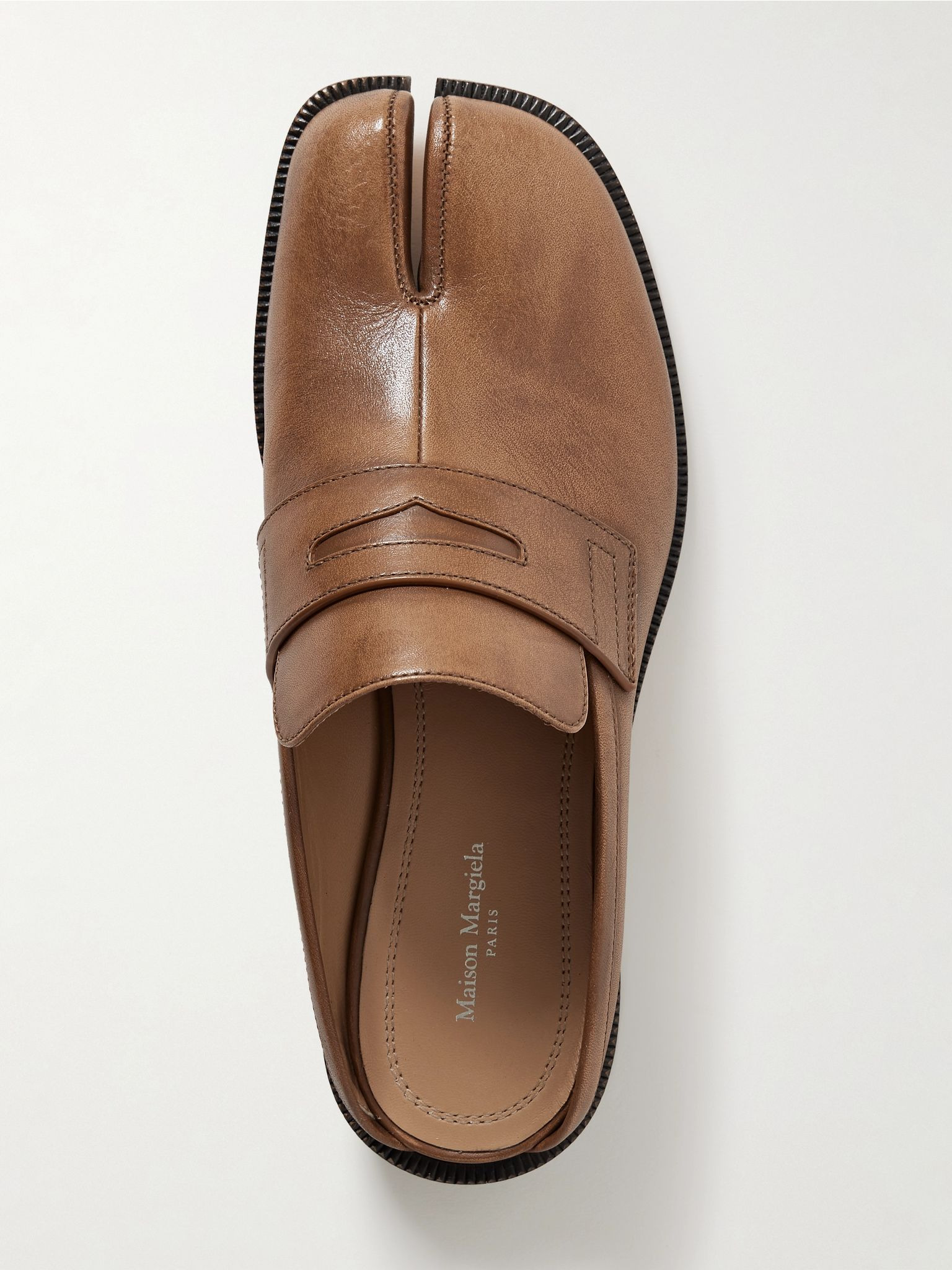 Tabi City leather split-toe loafers Tan - 5